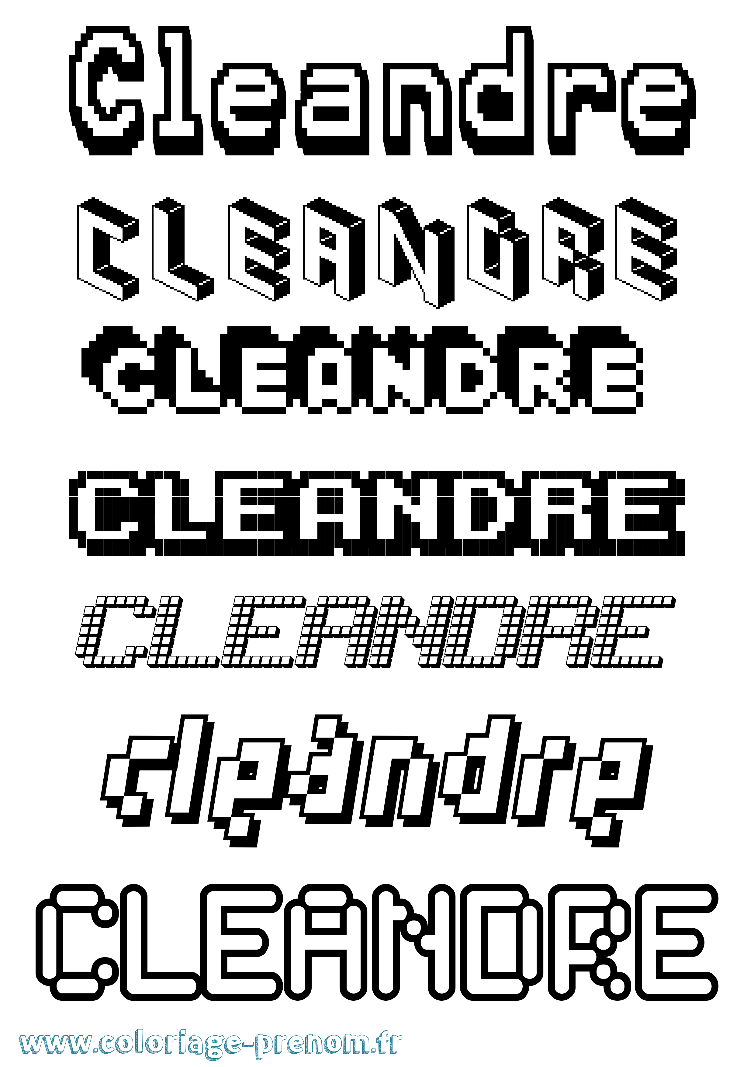 Coloriage prénom Cleandre Pixel
