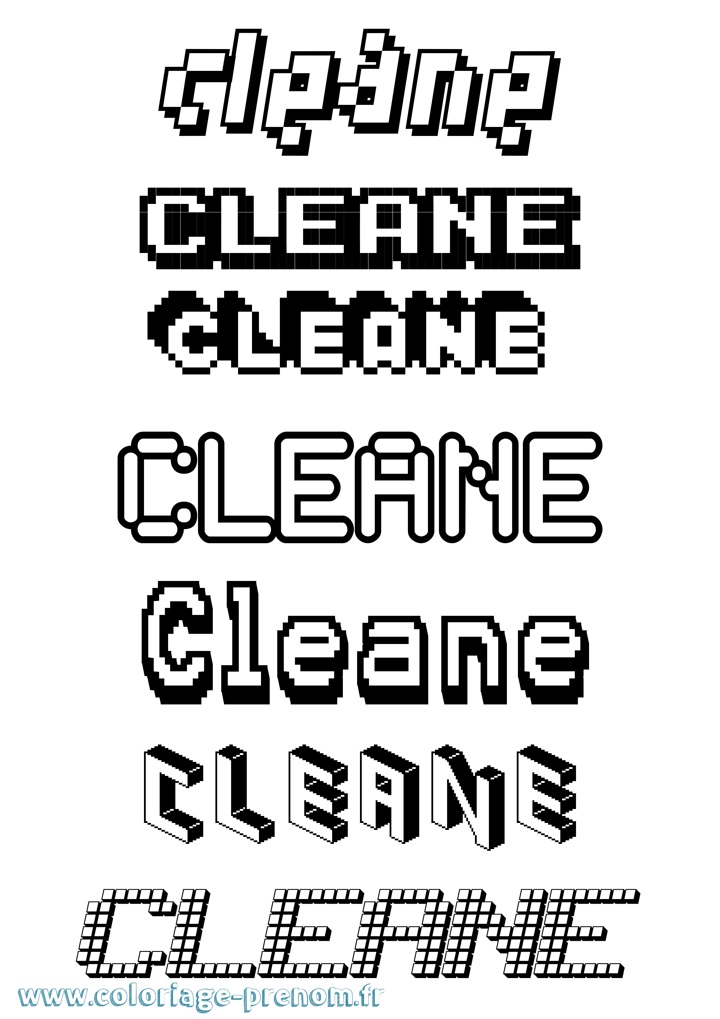 Coloriage prénom Cleane Pixel