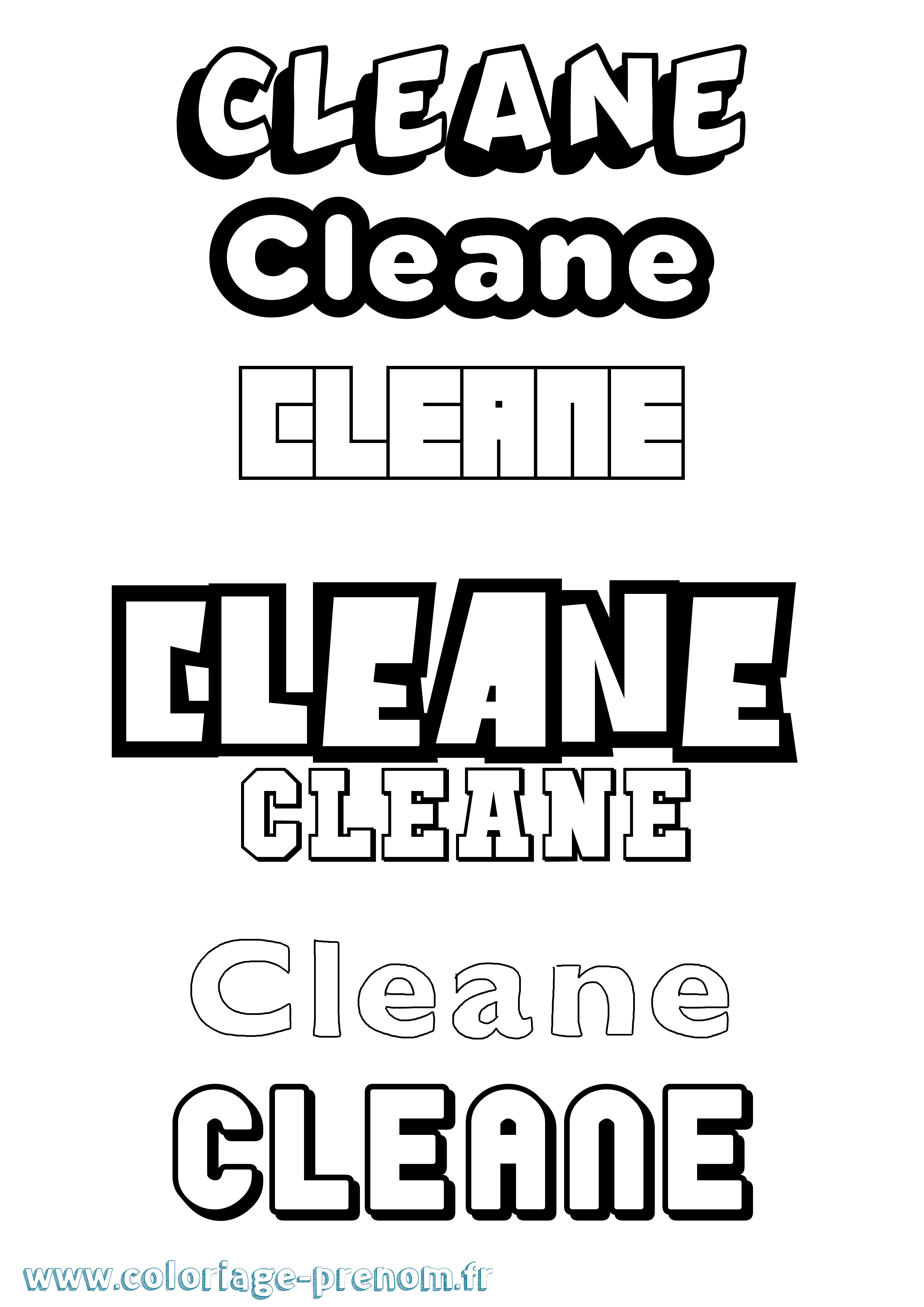 Coloriage prénom Cleane Simple