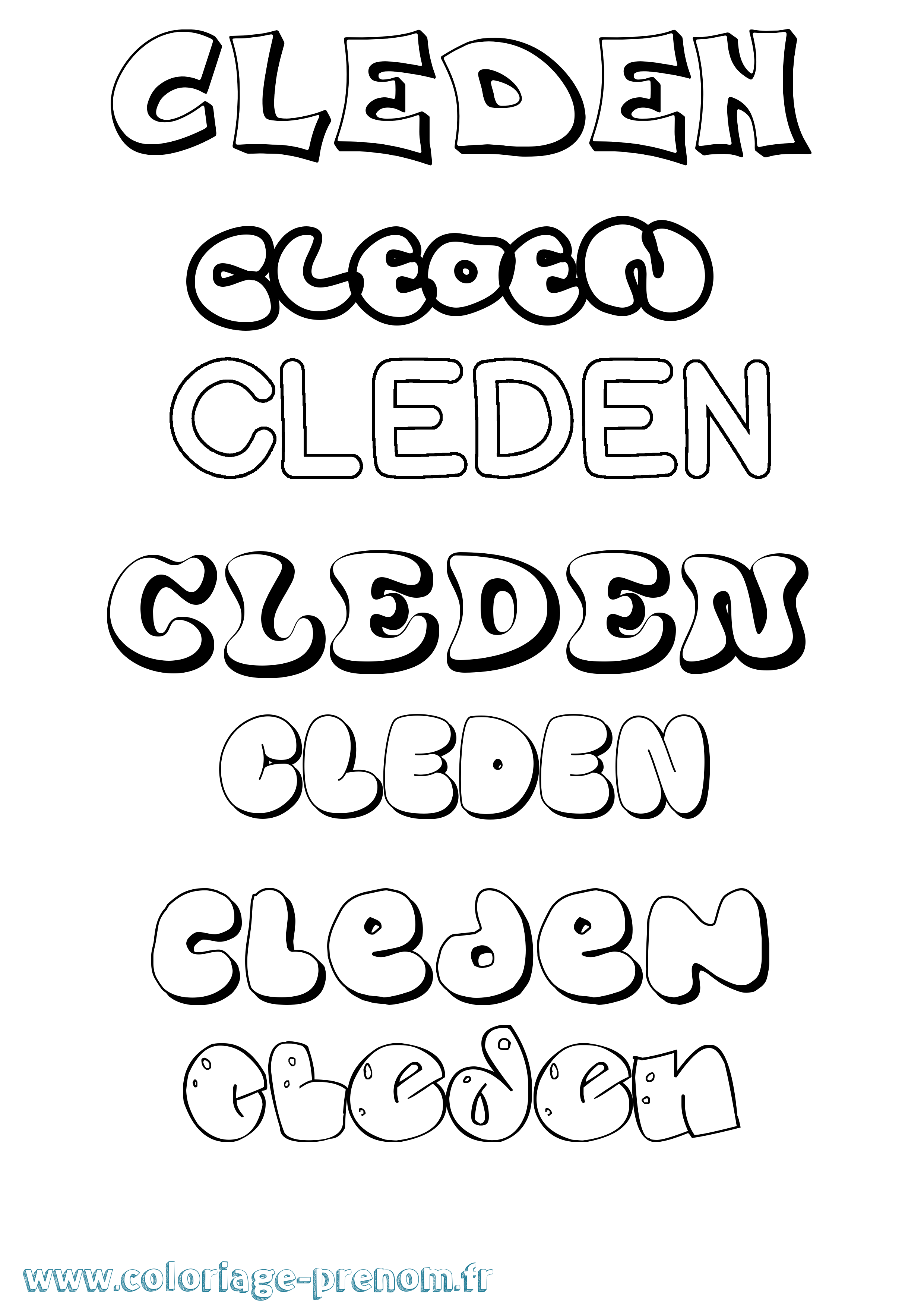 Coloriage prénom Cleden Bubble