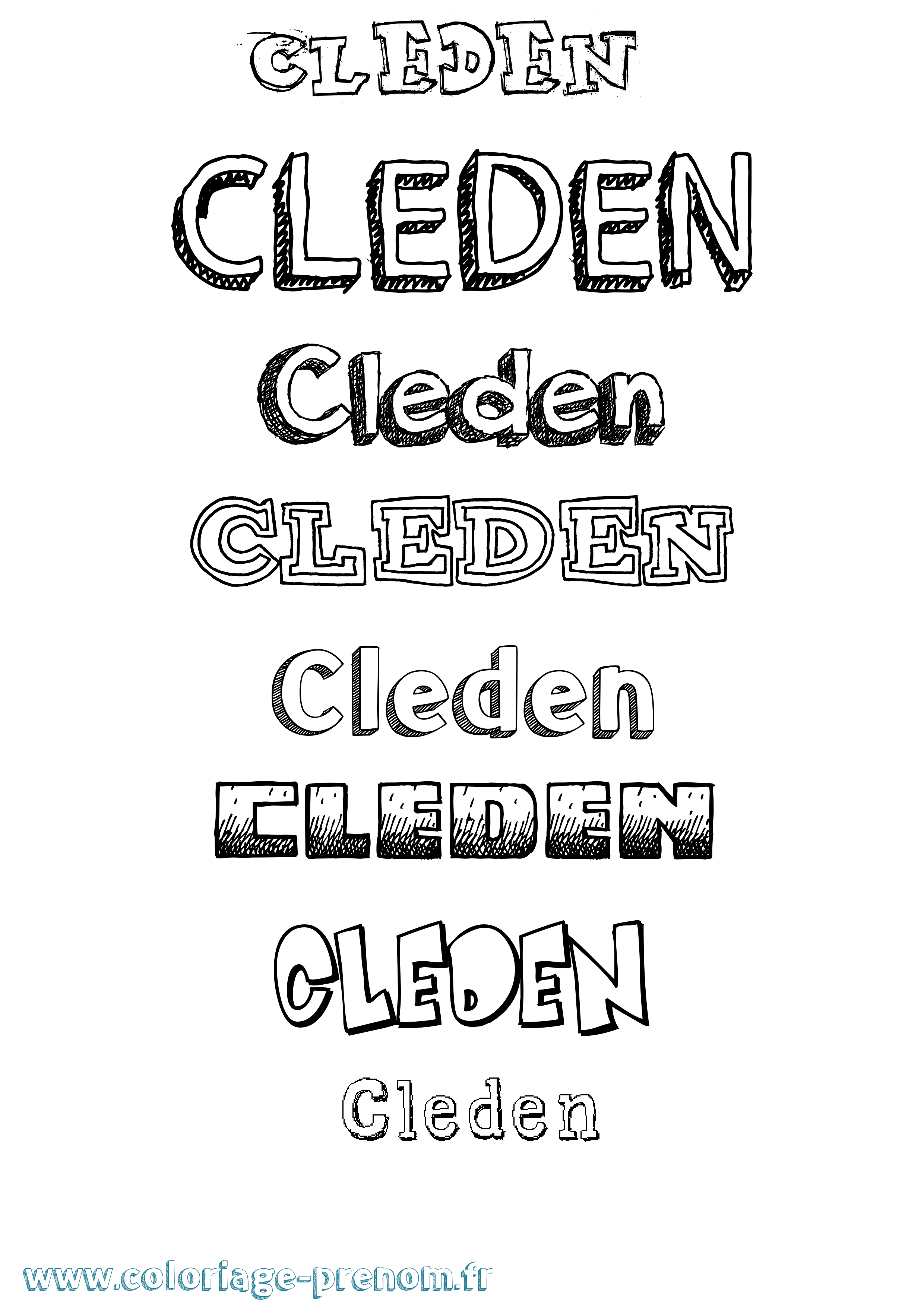 Coloriage prénom Cleden Dessiné