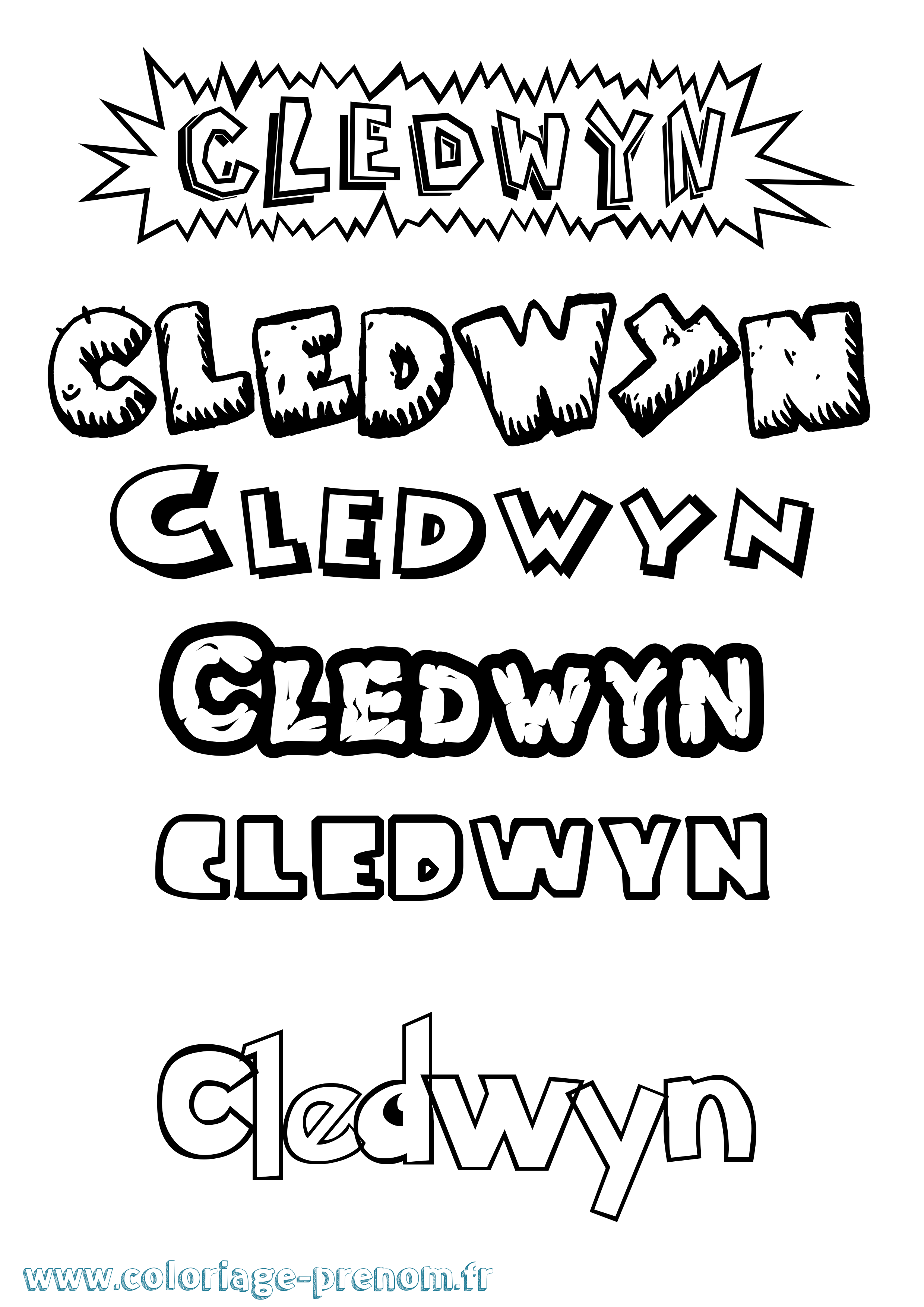 Coloriage prénom Cledwyn Dessin Animé