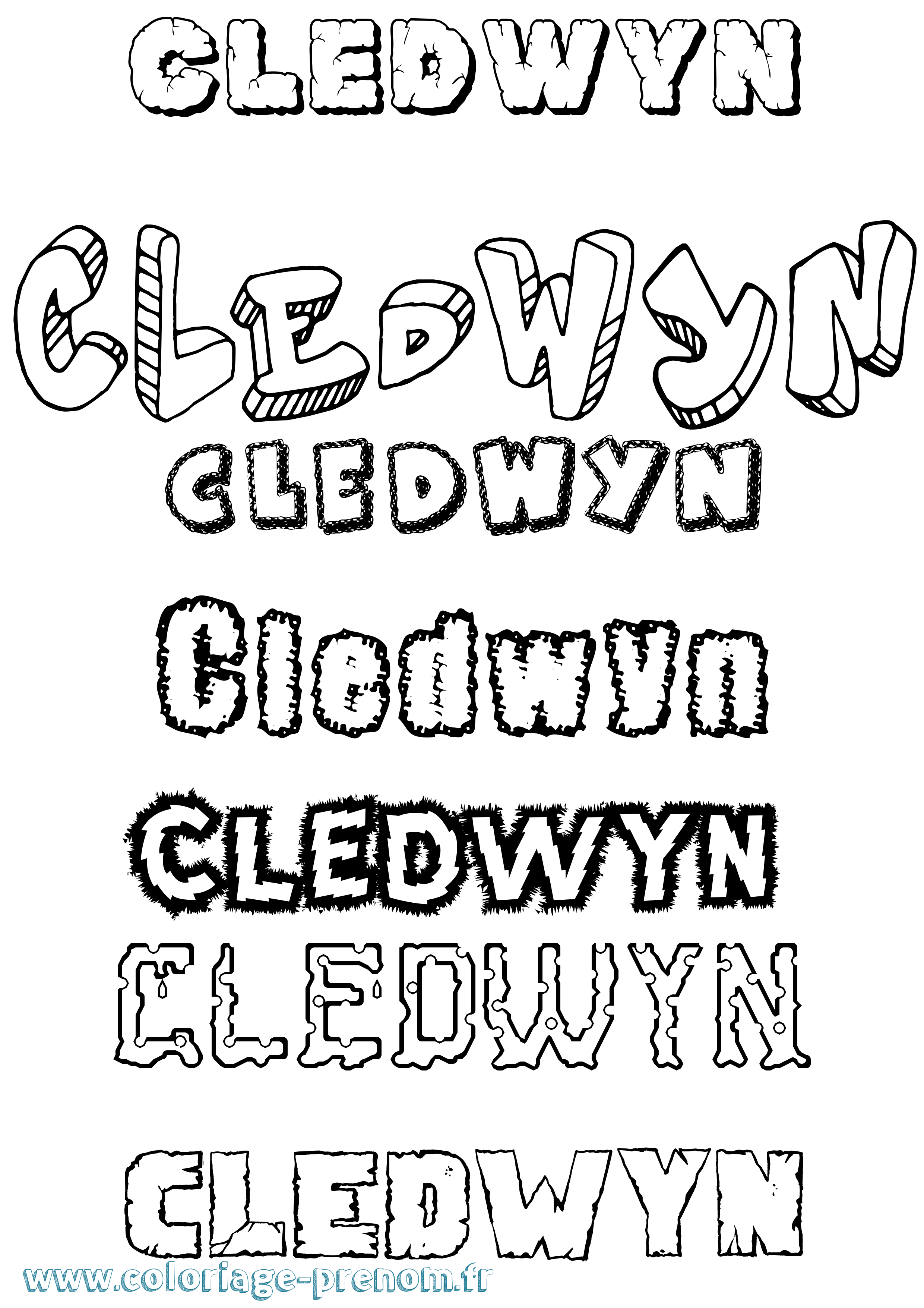 Coloriage prénom Cledwyn Destructuré