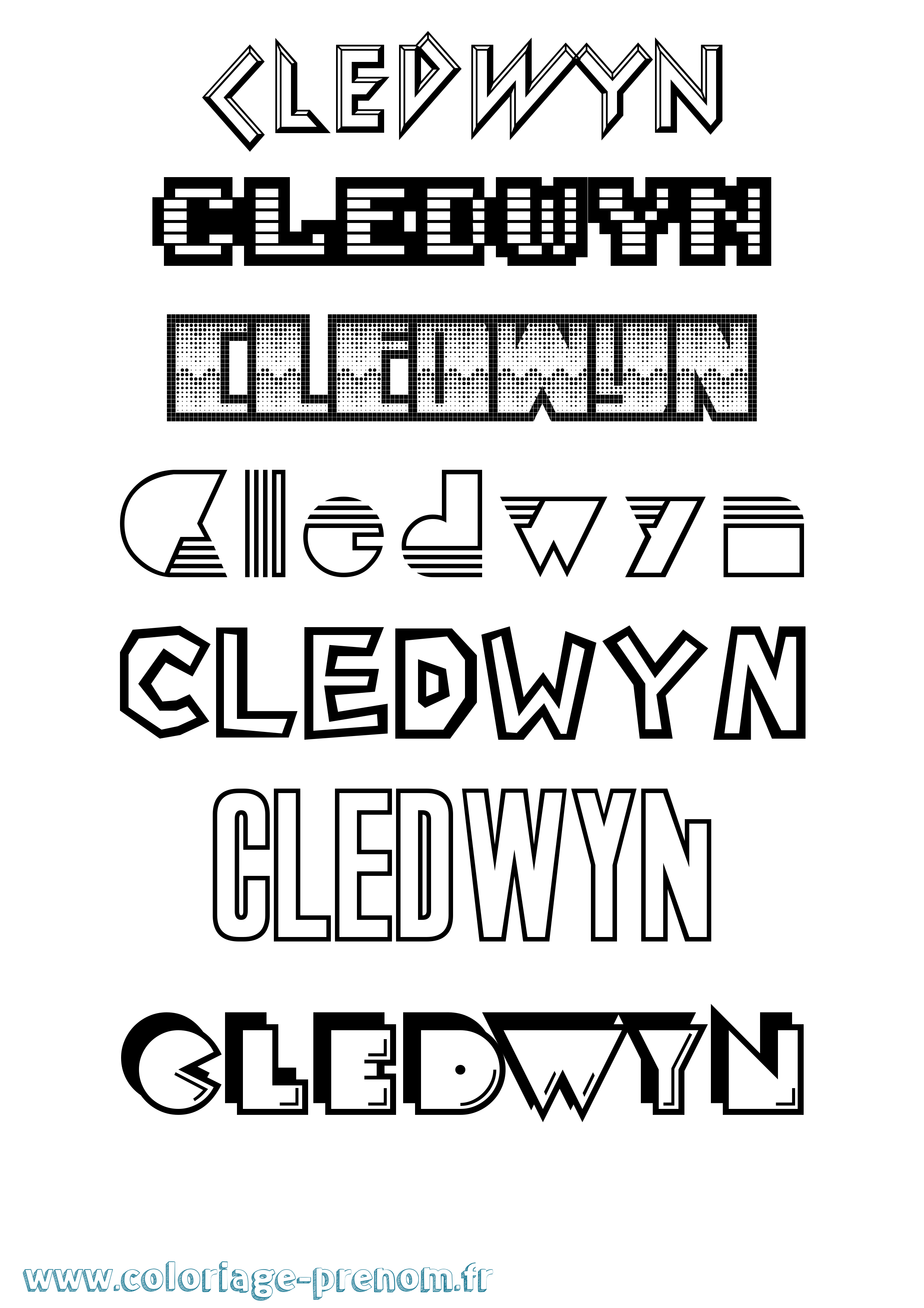 Coloriage prénom Cledwyn Jeux Vidéos