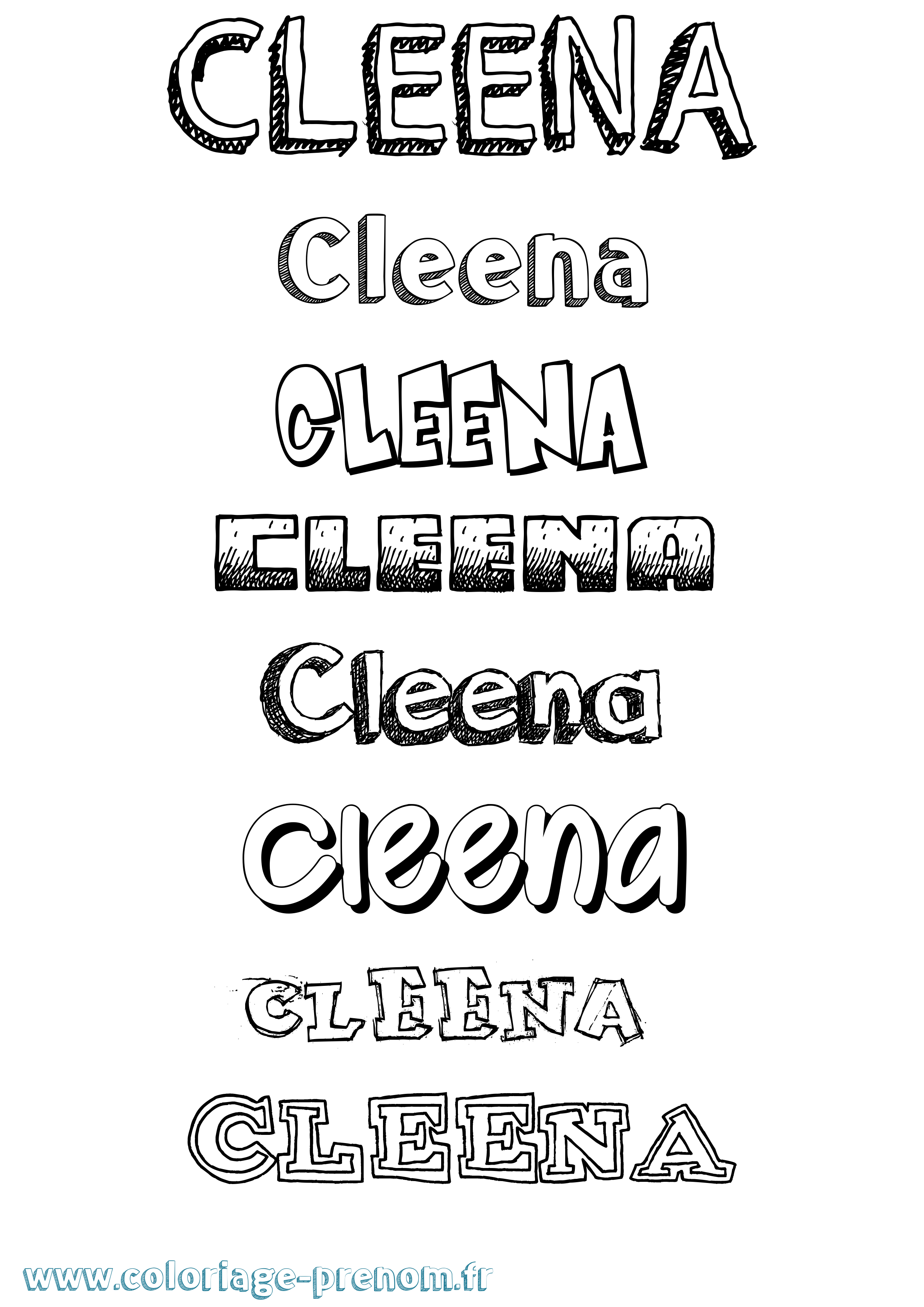 Coloriage prénom Cleena Dessiné