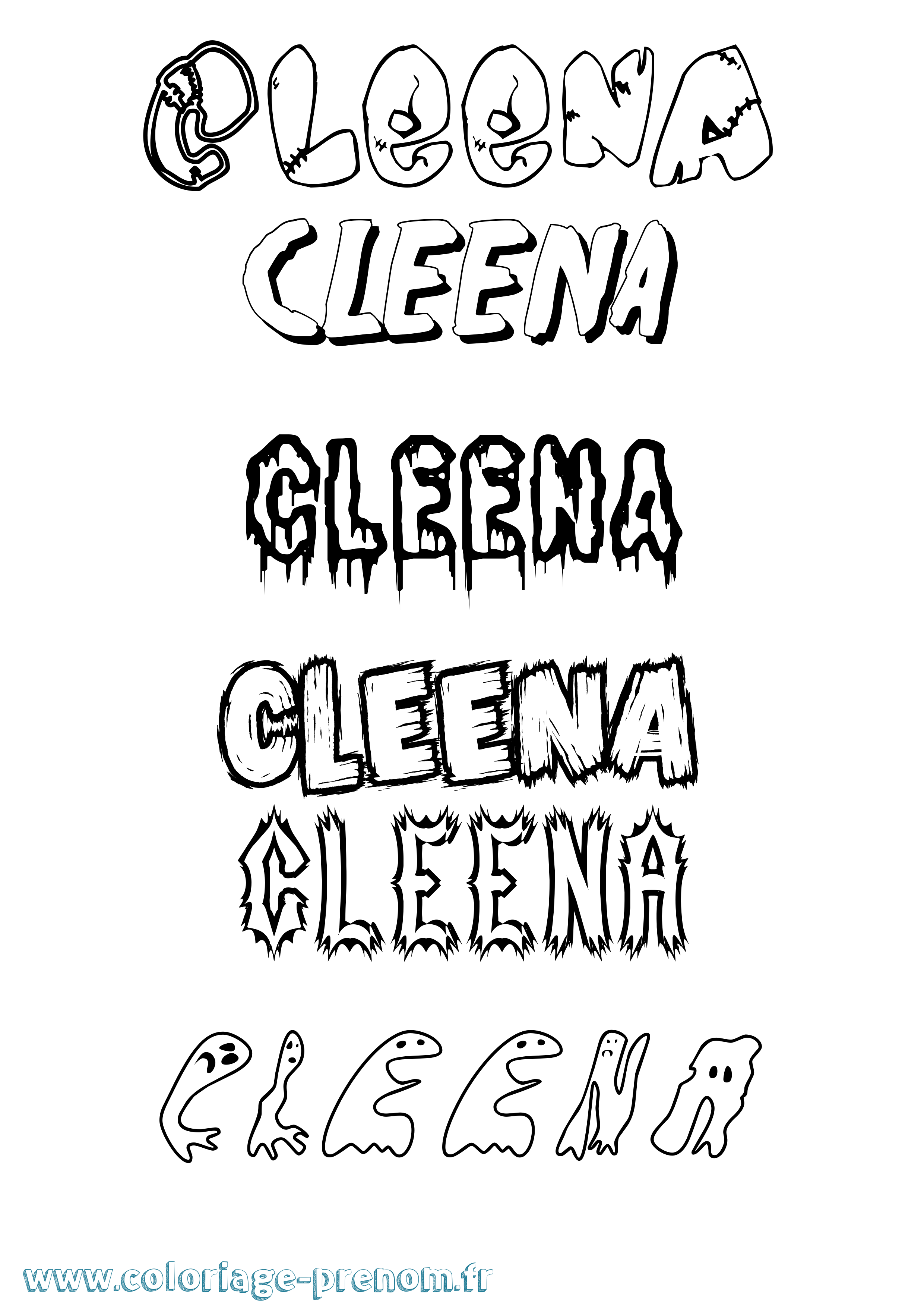 Coloriage prénom Cleena Frisson