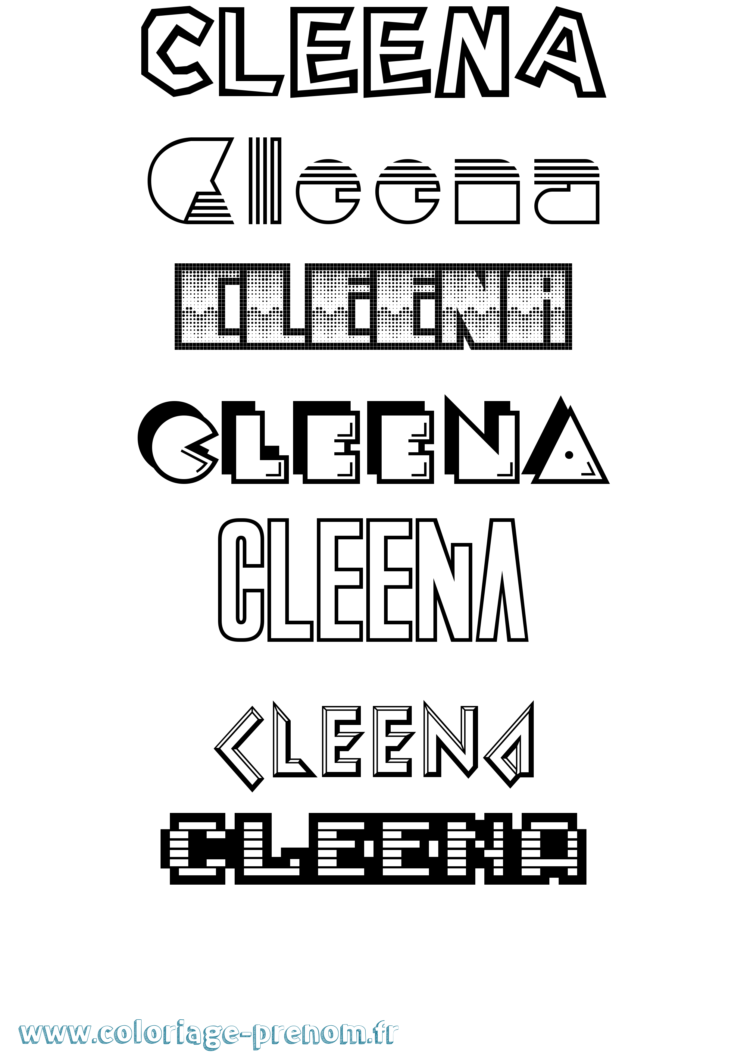 Coloriage prénom Cleena Jeux Vidéos
