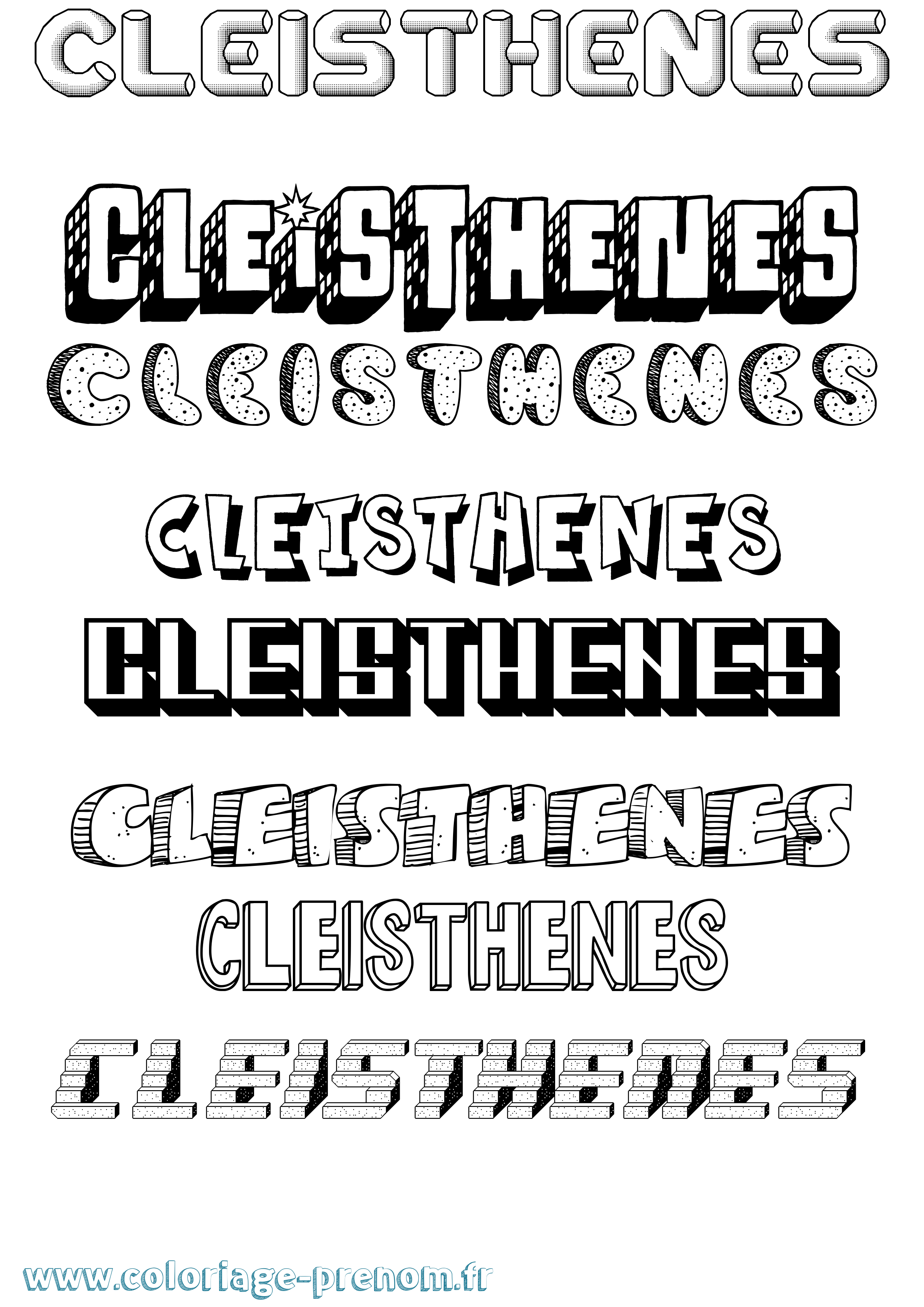 Coloriage prénom Cleisthenes Effet 3D
