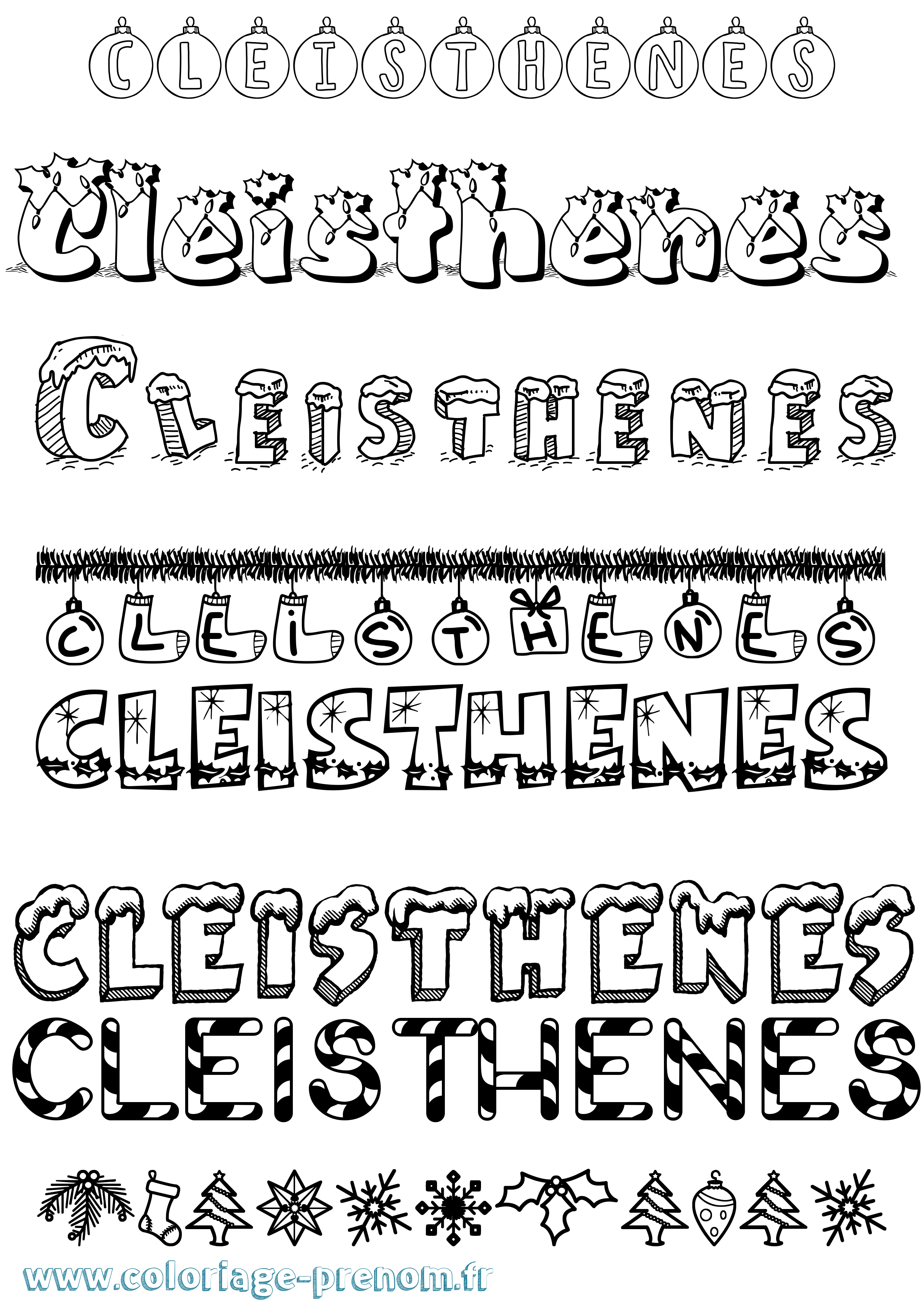 Coloriage prénom Cleisthenes Noël