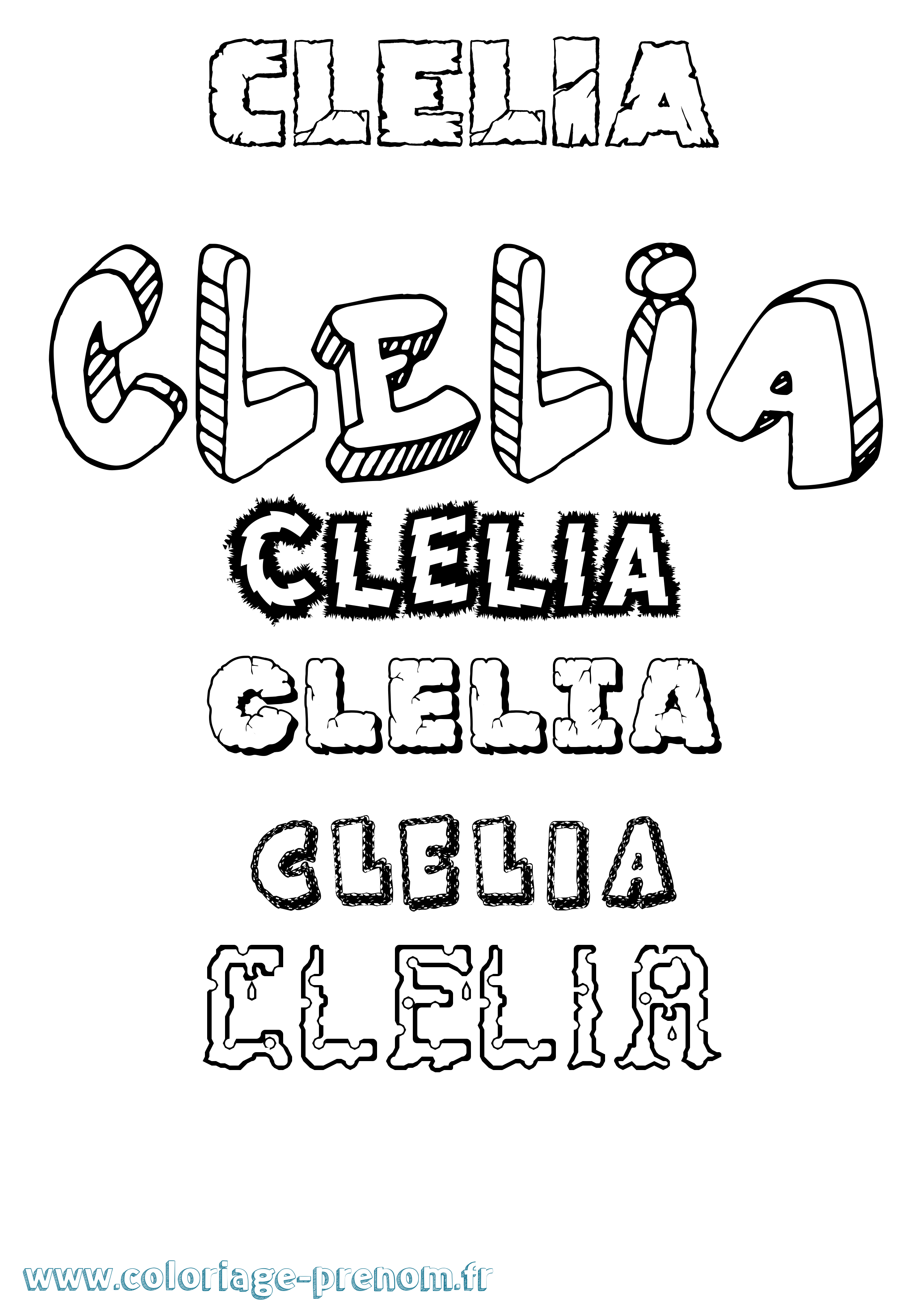 Coloriage Clelia Destructuré Coloriage prénom Clelia Destructuré