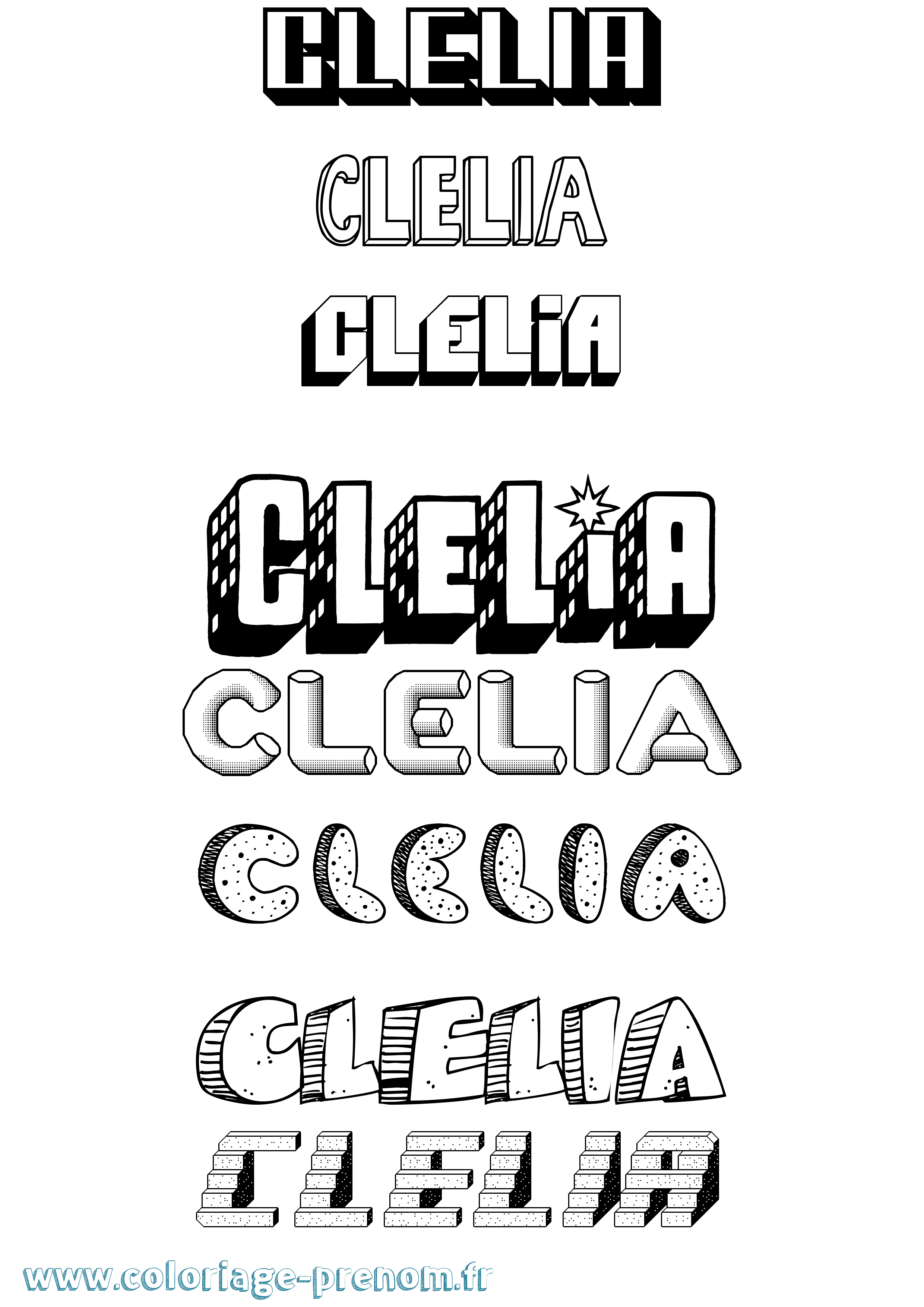 Coloriage Clelia Effet 3D Coloriage prénom Clelia Effet 3D