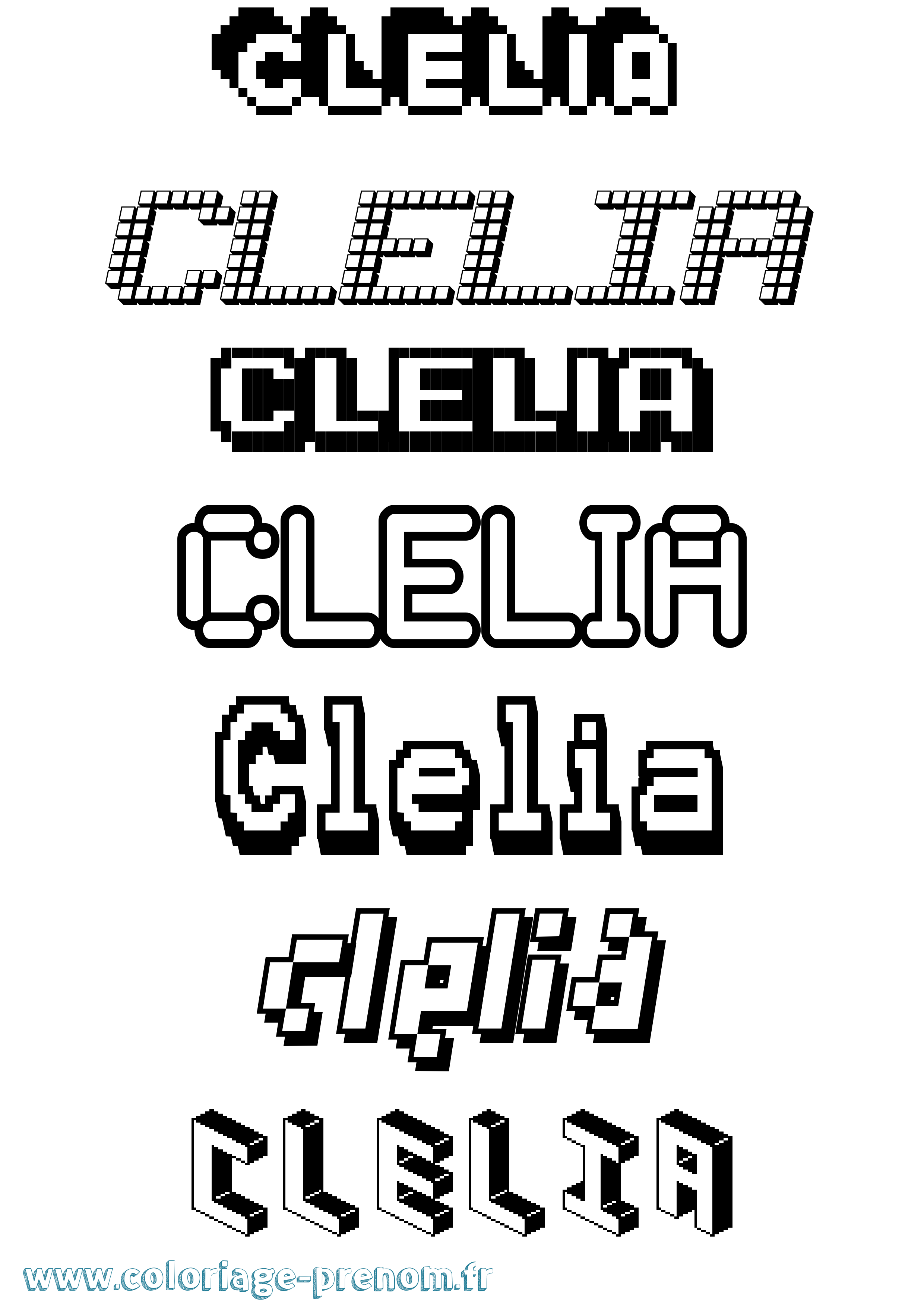 Coloriage Clelia Pixel Coloriage prénom Clelia Pixel