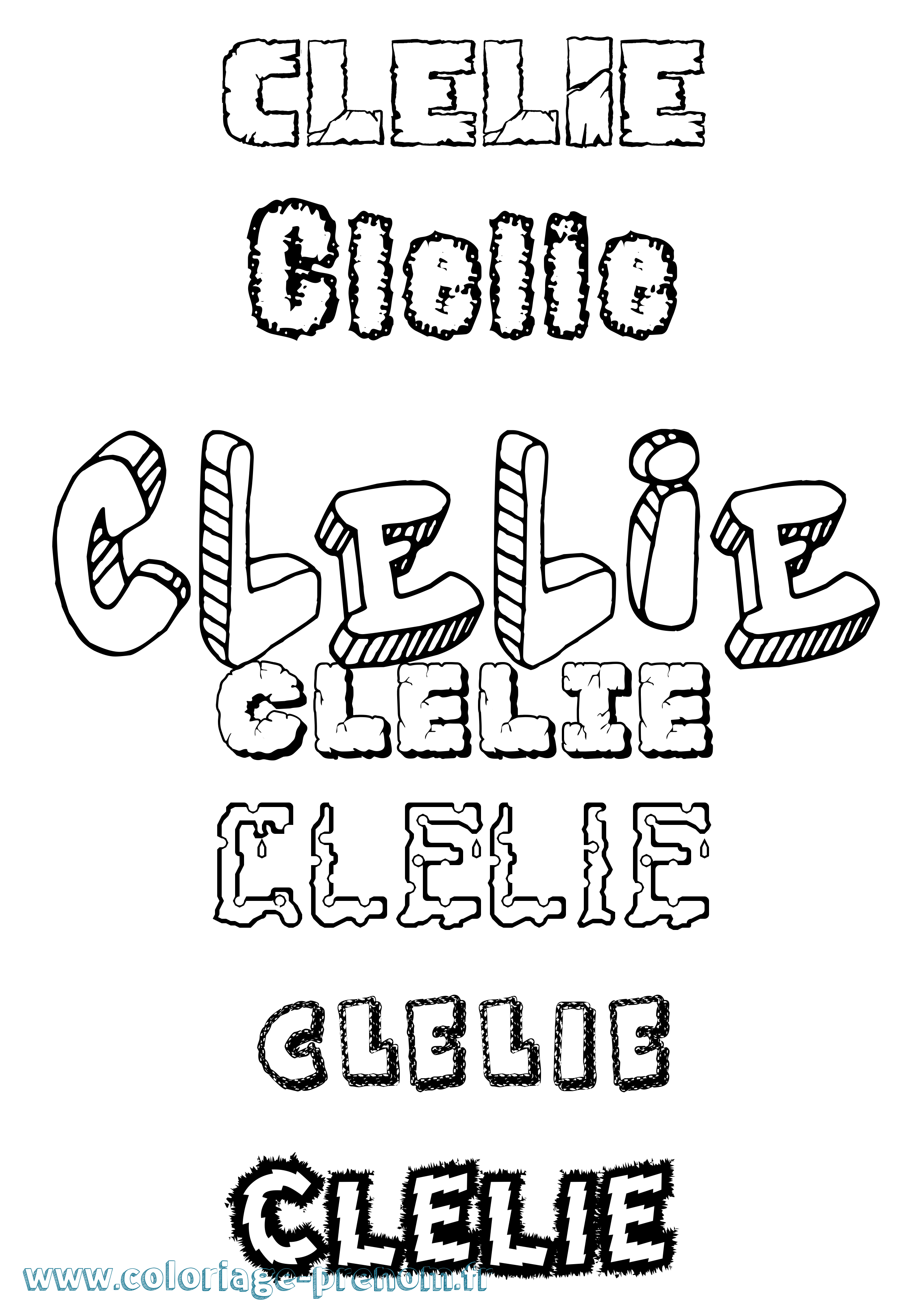 Coloriage prénom Clelie
