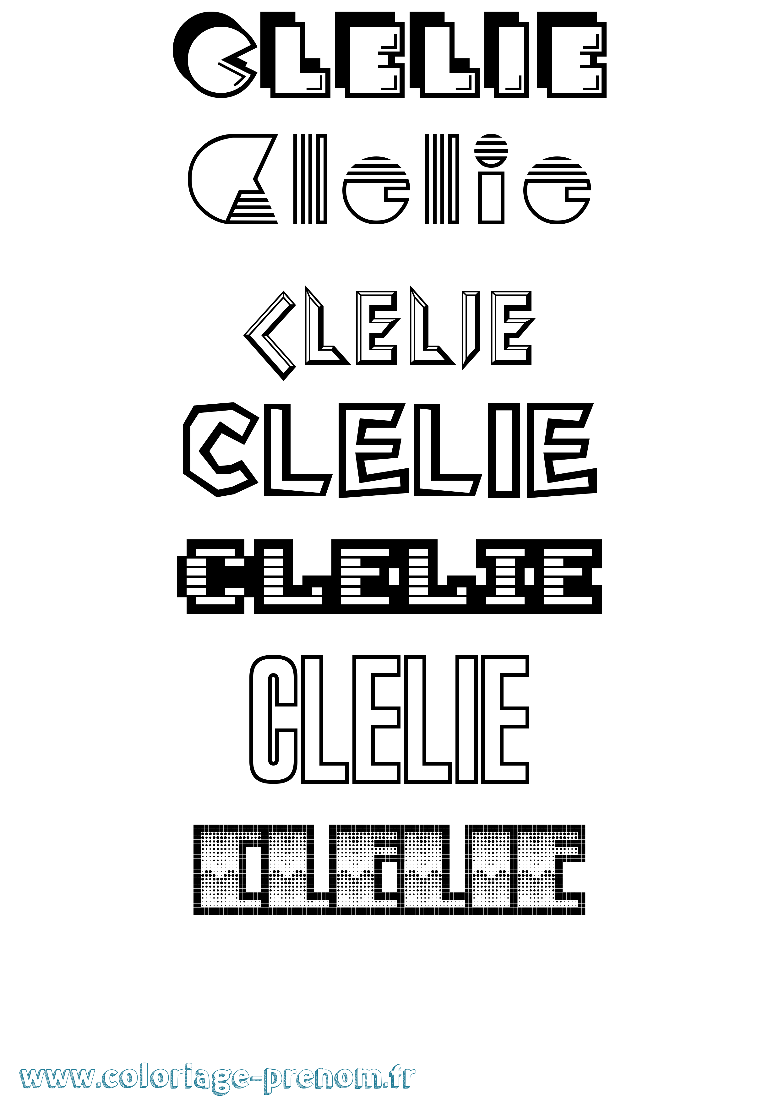 Coloriage prénom Clelie