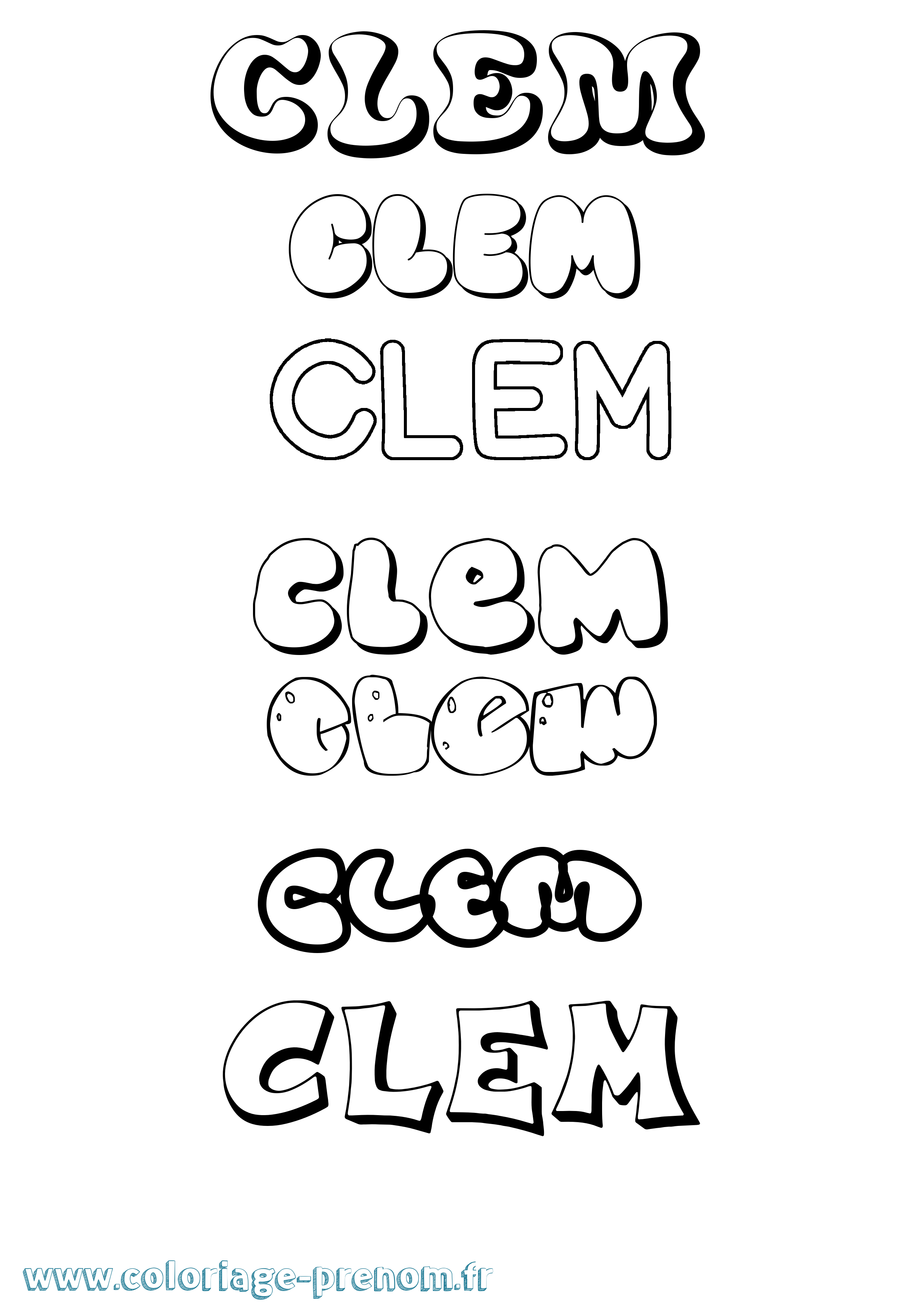 Coloriage prénom Clem Bubble