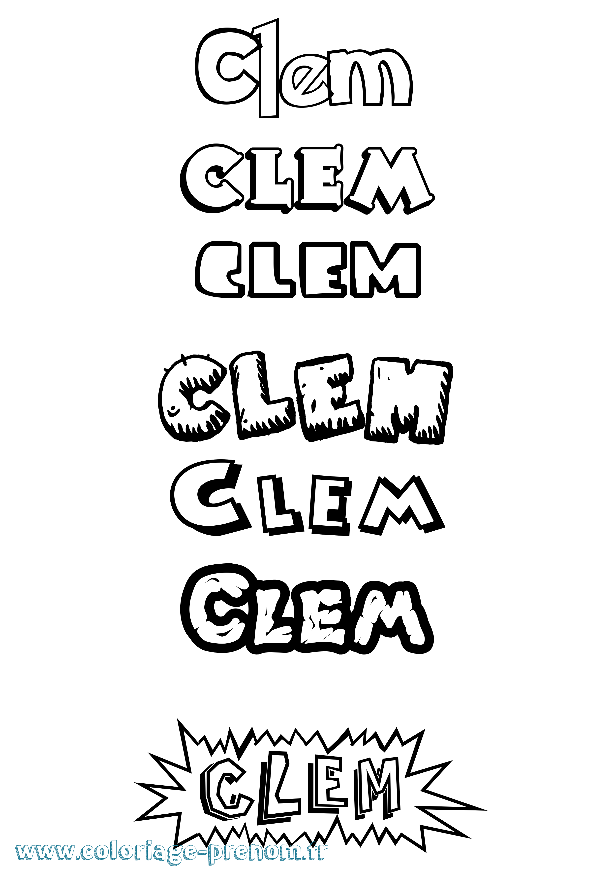 Coloriage prénom Clem Dessin Animé