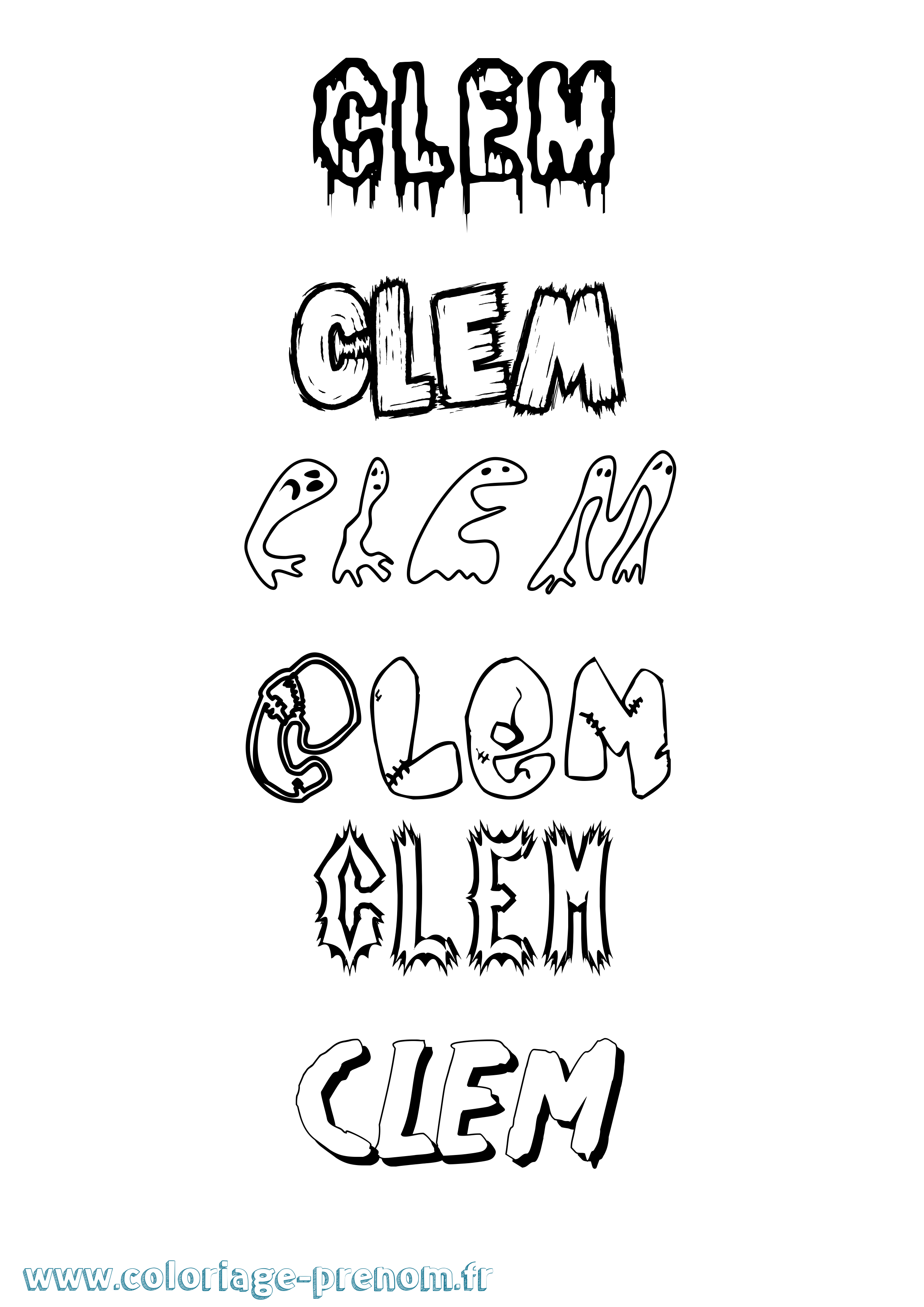Coloriage prénom Clem Frisson
