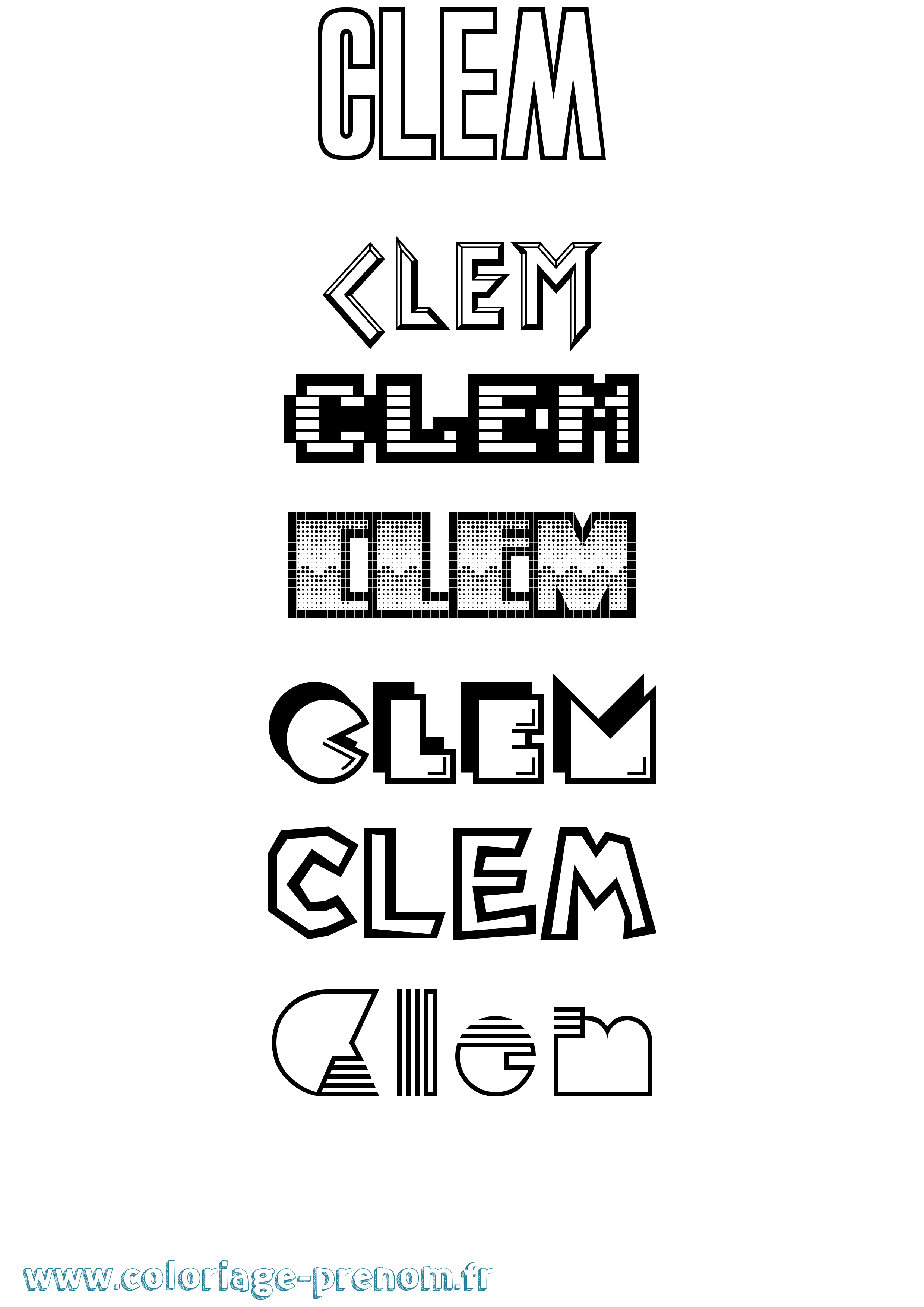 Coloriage prénom Clem Jeux Vidéos