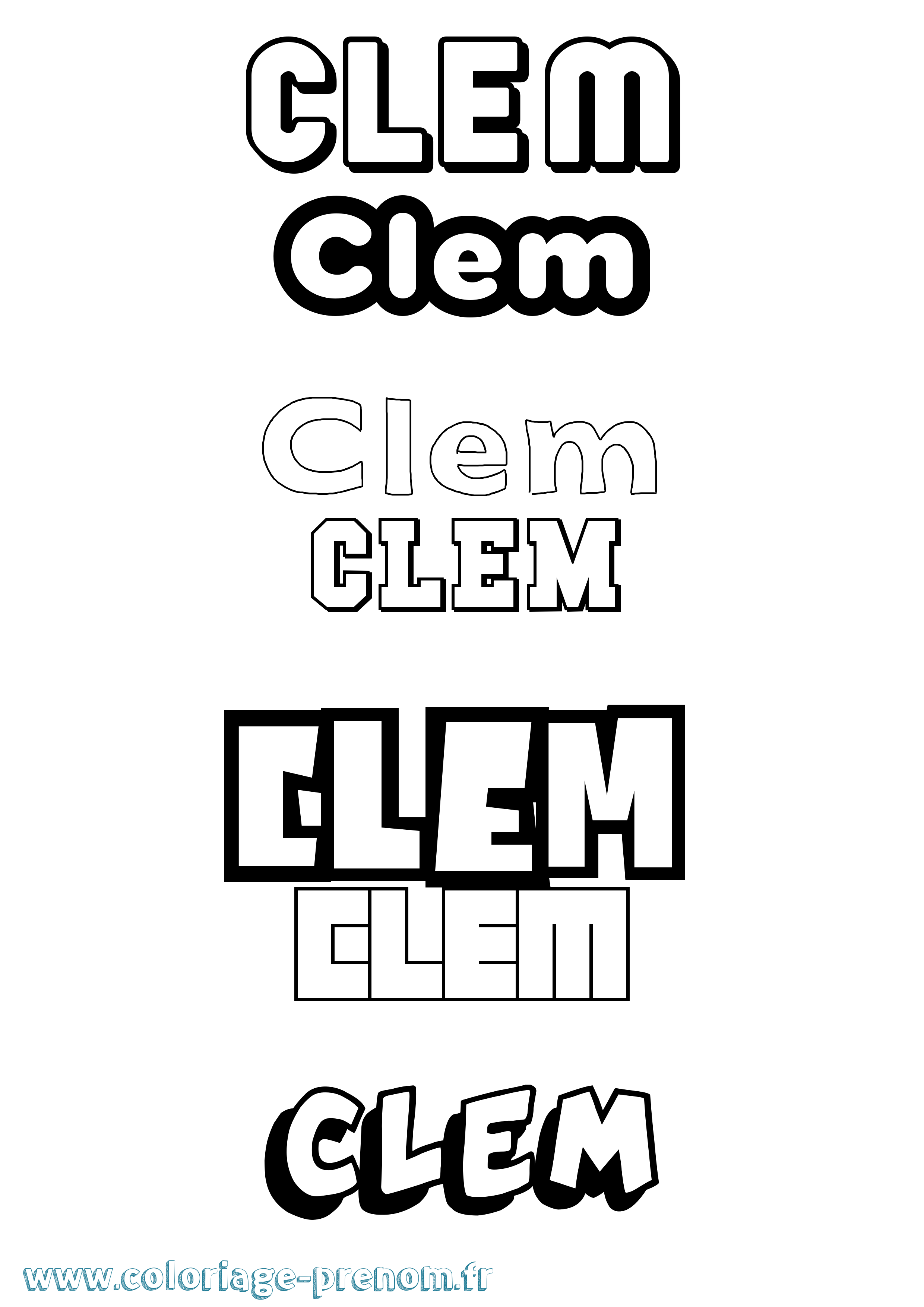 Coloriage prénom Clem Simple
