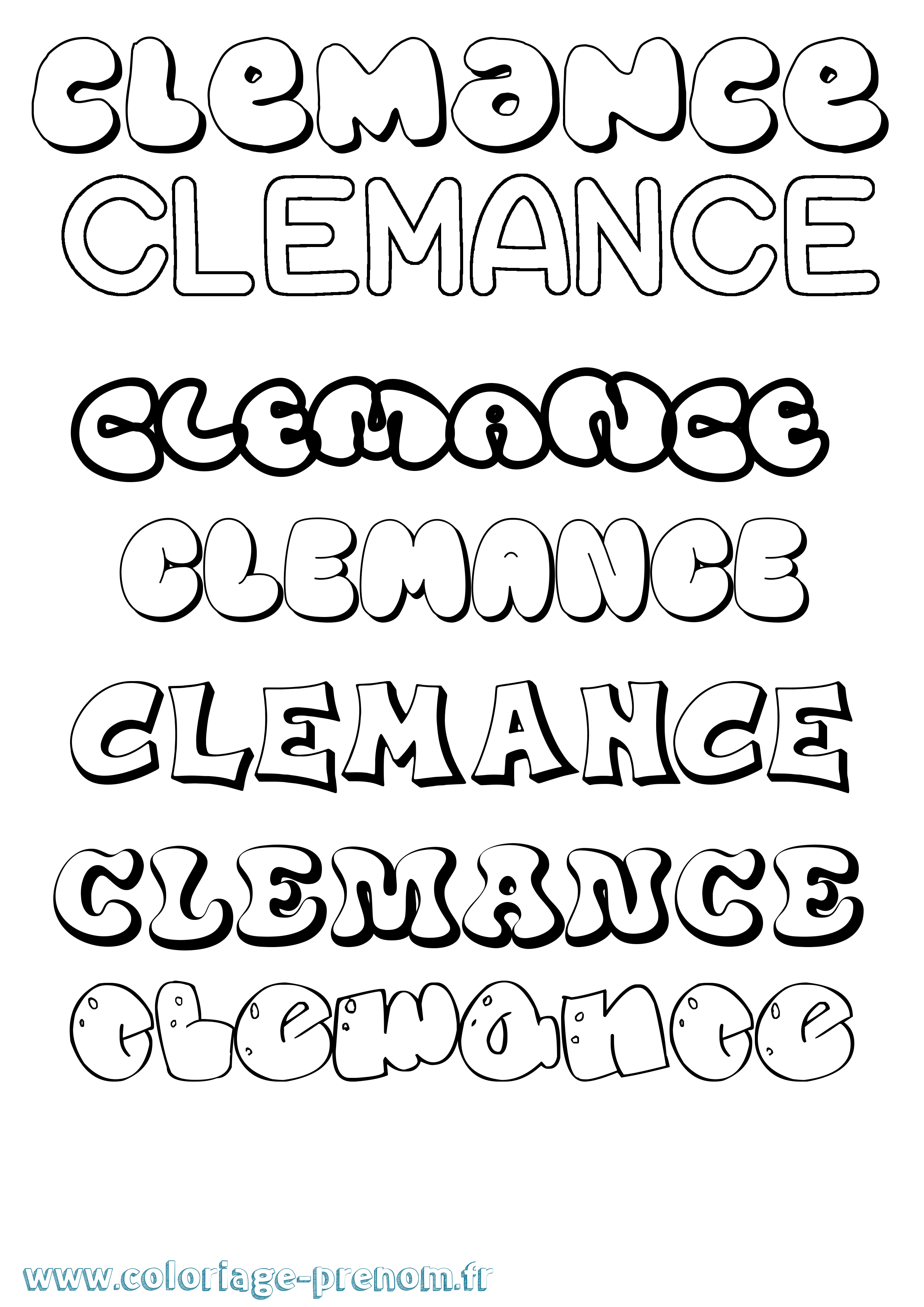 Coloriage prénom Clemance Bubble