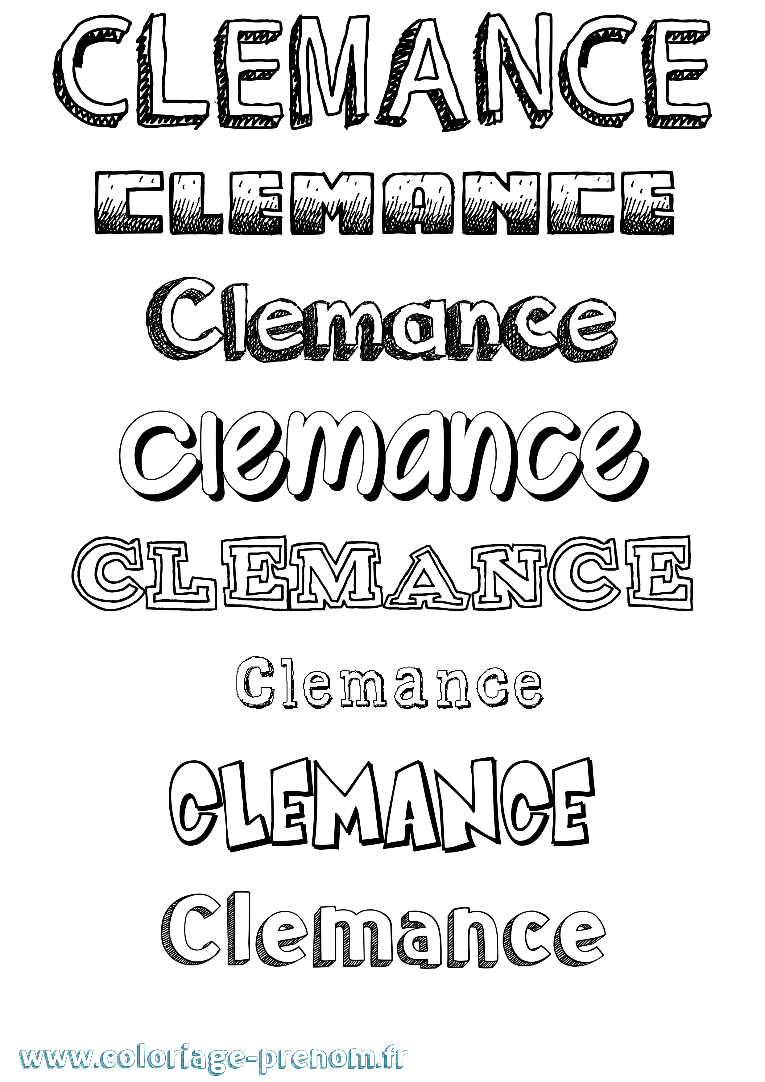 Coloriage prénom Clemance Dessiné