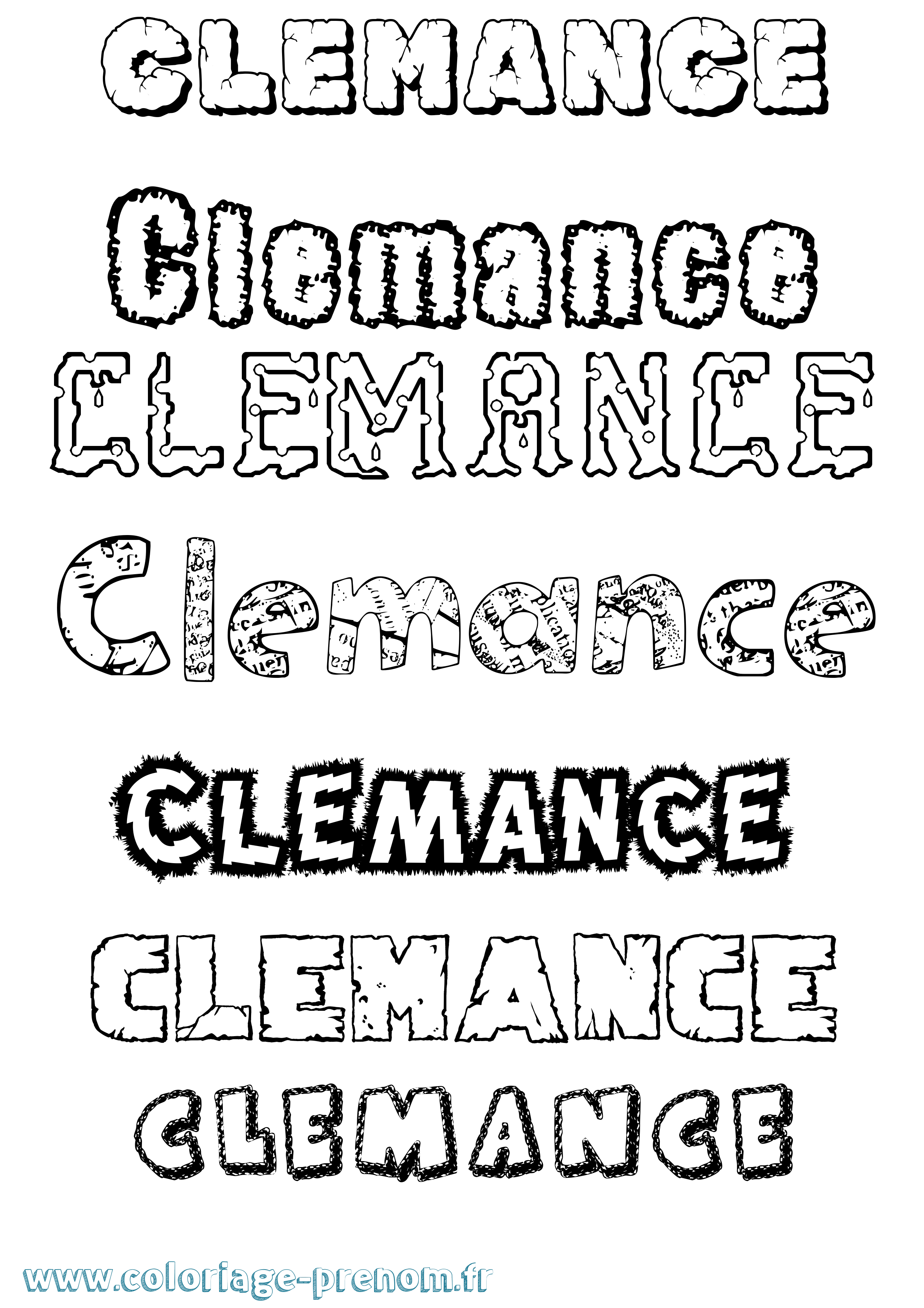 Coloriage prénom Clemance Destructuré