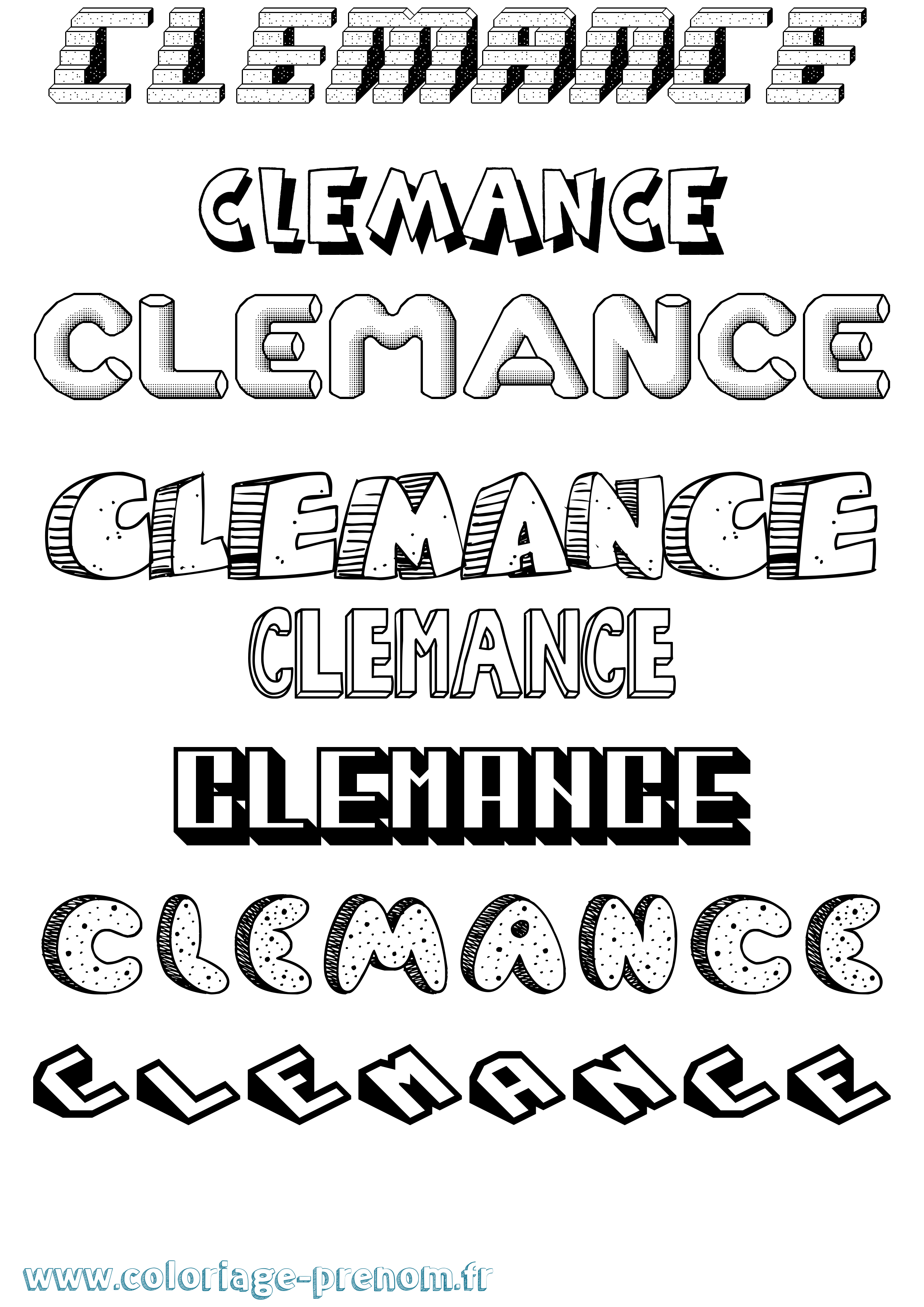 Coloriage prénom Clemance Effet 3D