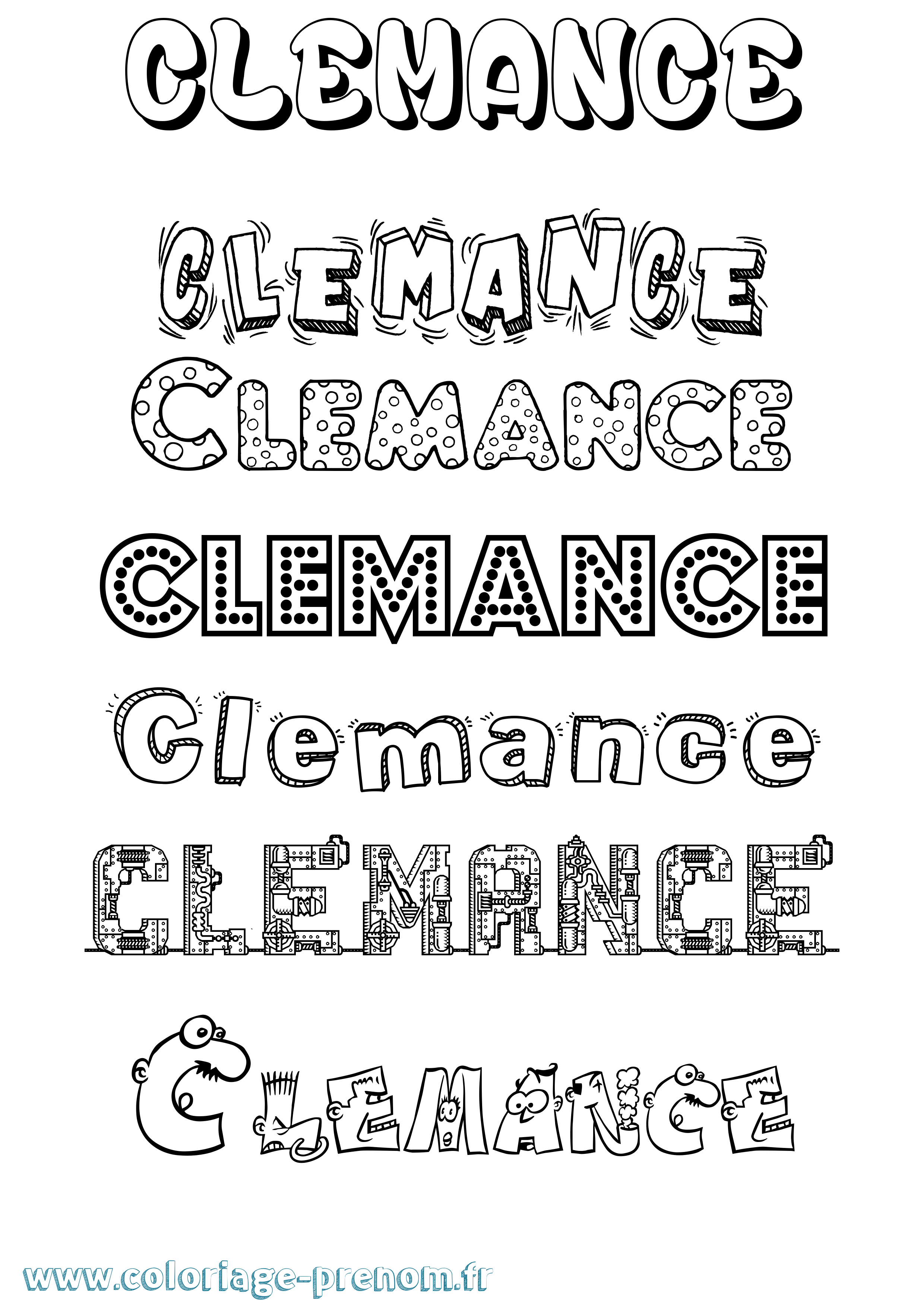 Coloriage prénom Clemance Fun