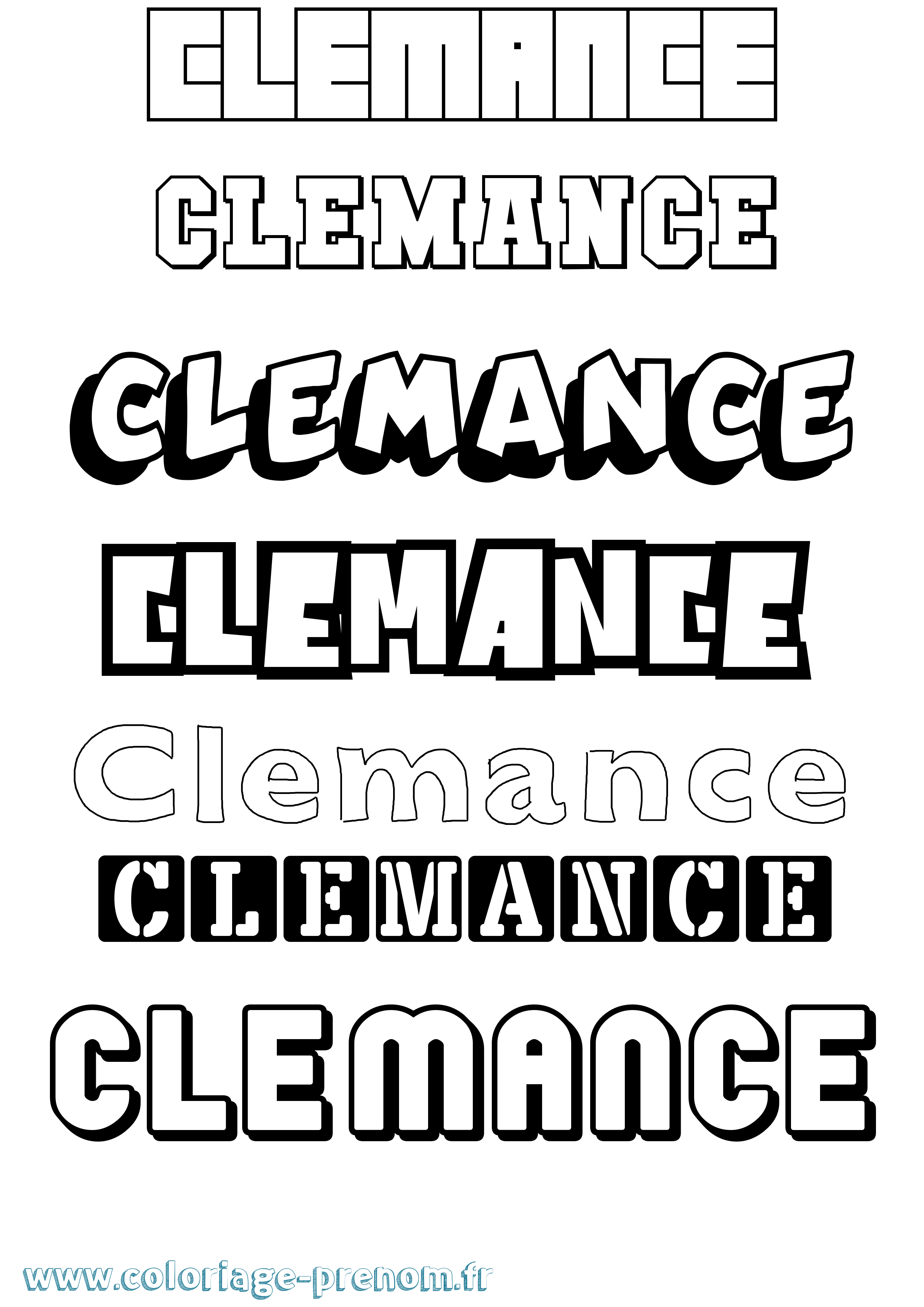 Coloriage prénom Clemance Simple