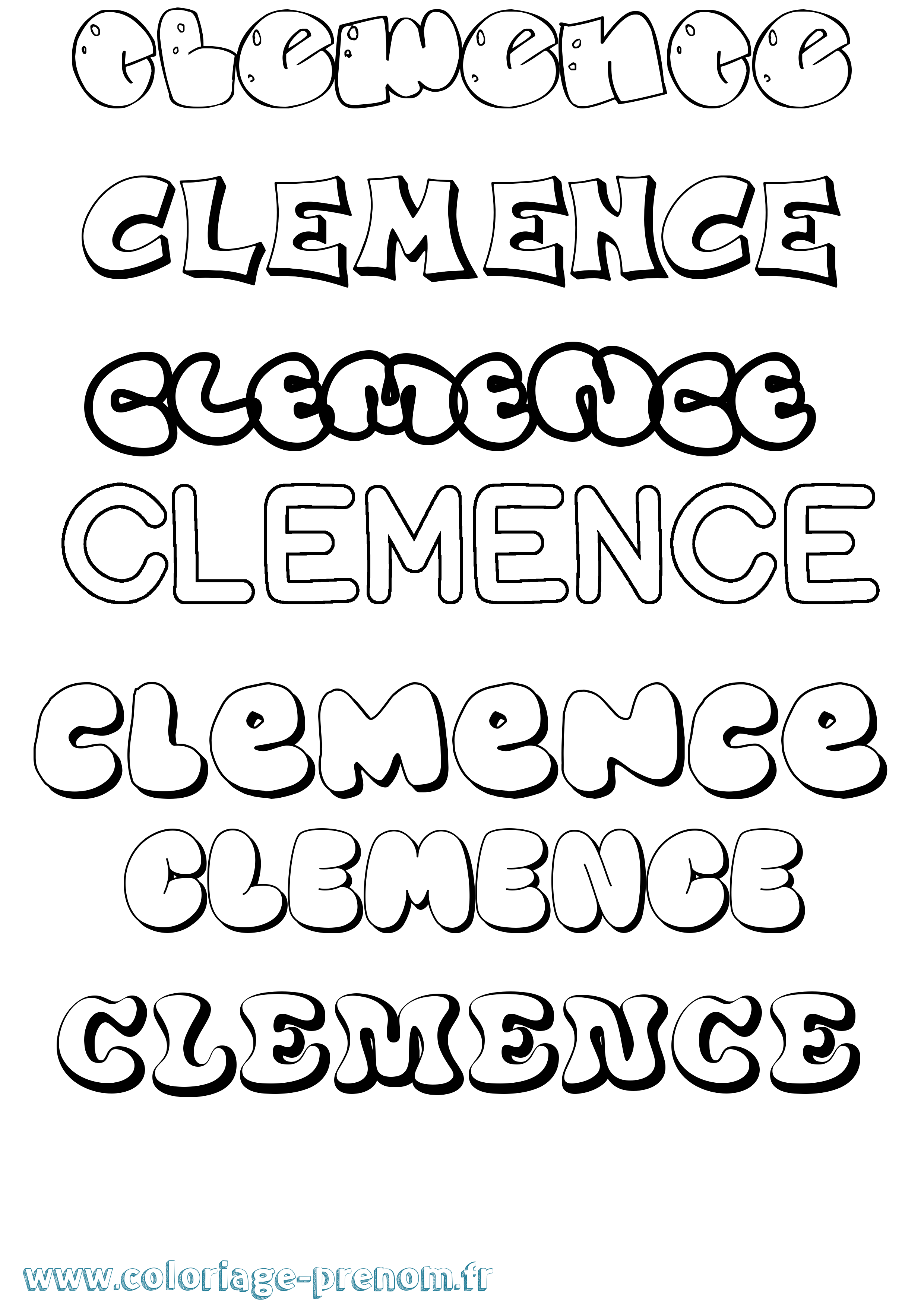 Coloriage prénom Clemence Bubble