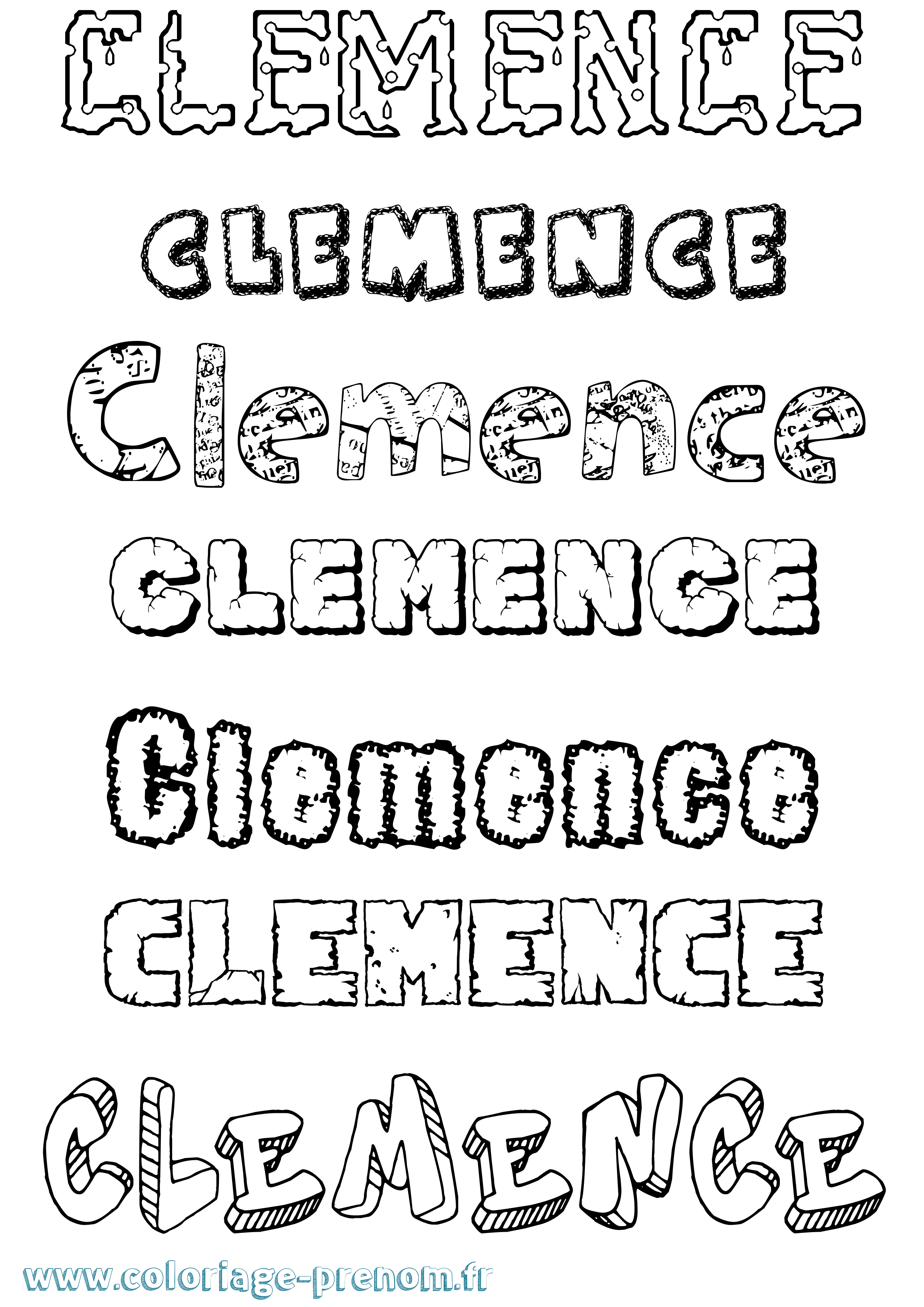 Coloriage prénom Clemence Destructuré