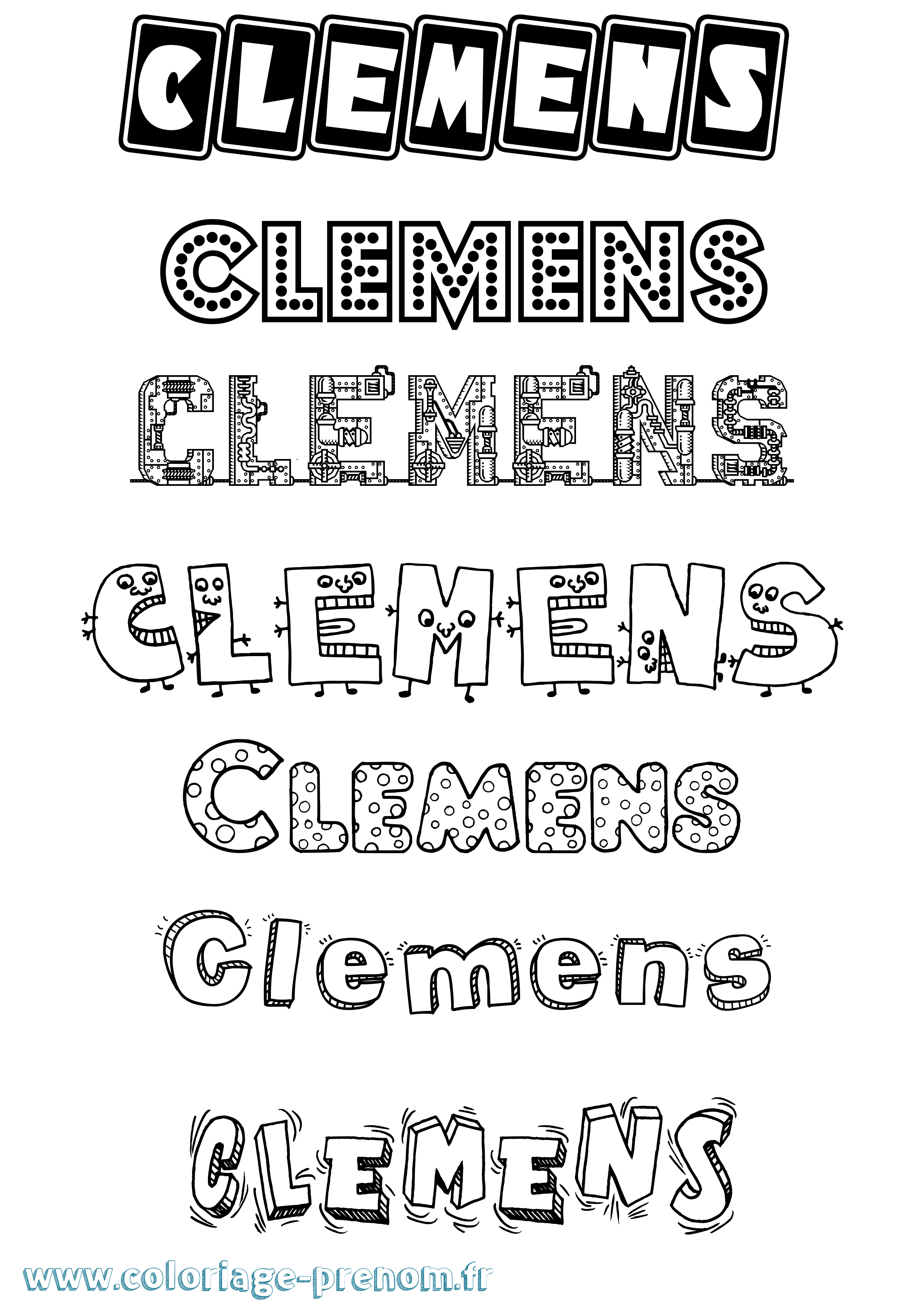 Coloriage prénom Clemens Fun