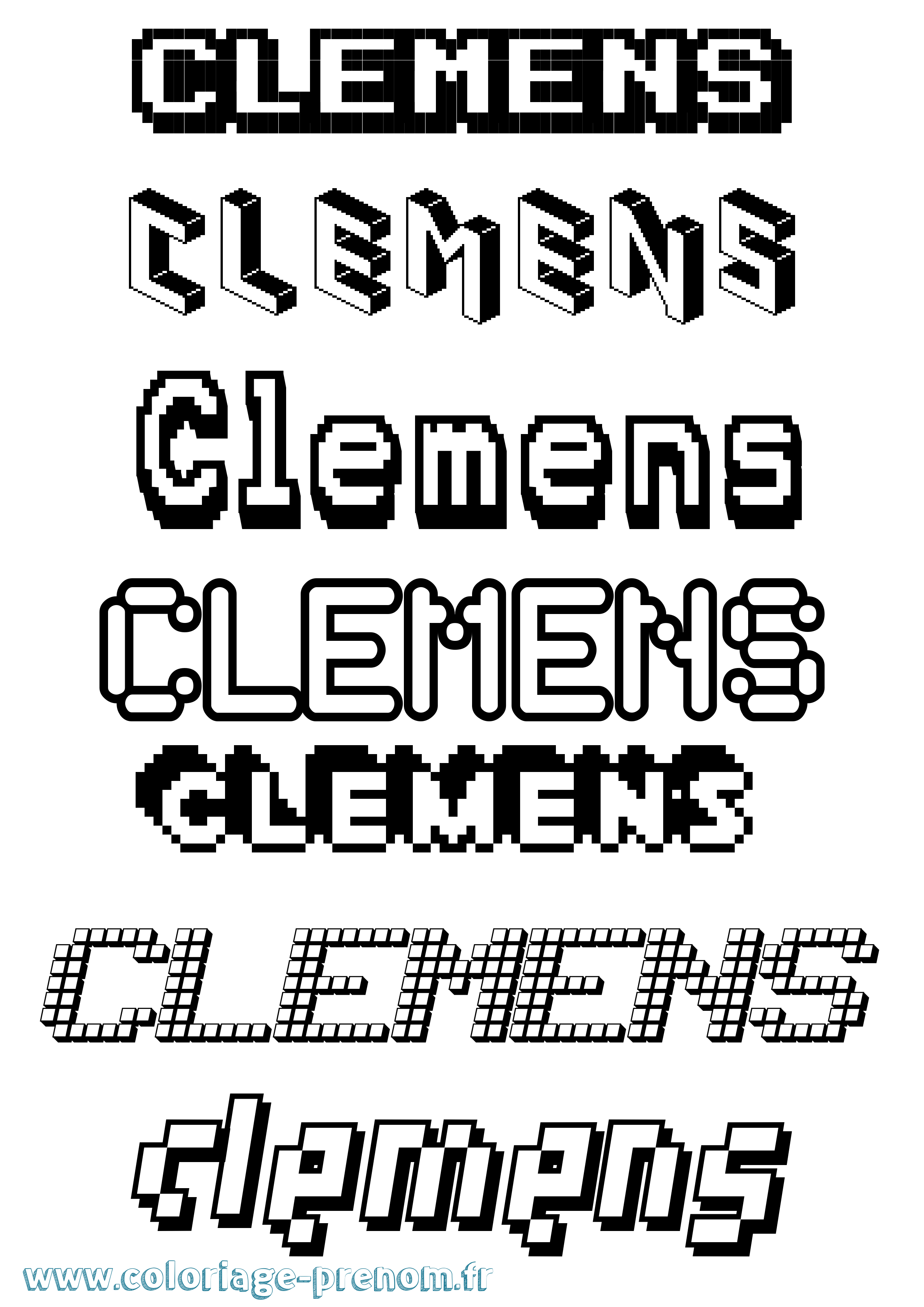 Coloriage prénom Clemens Pixel