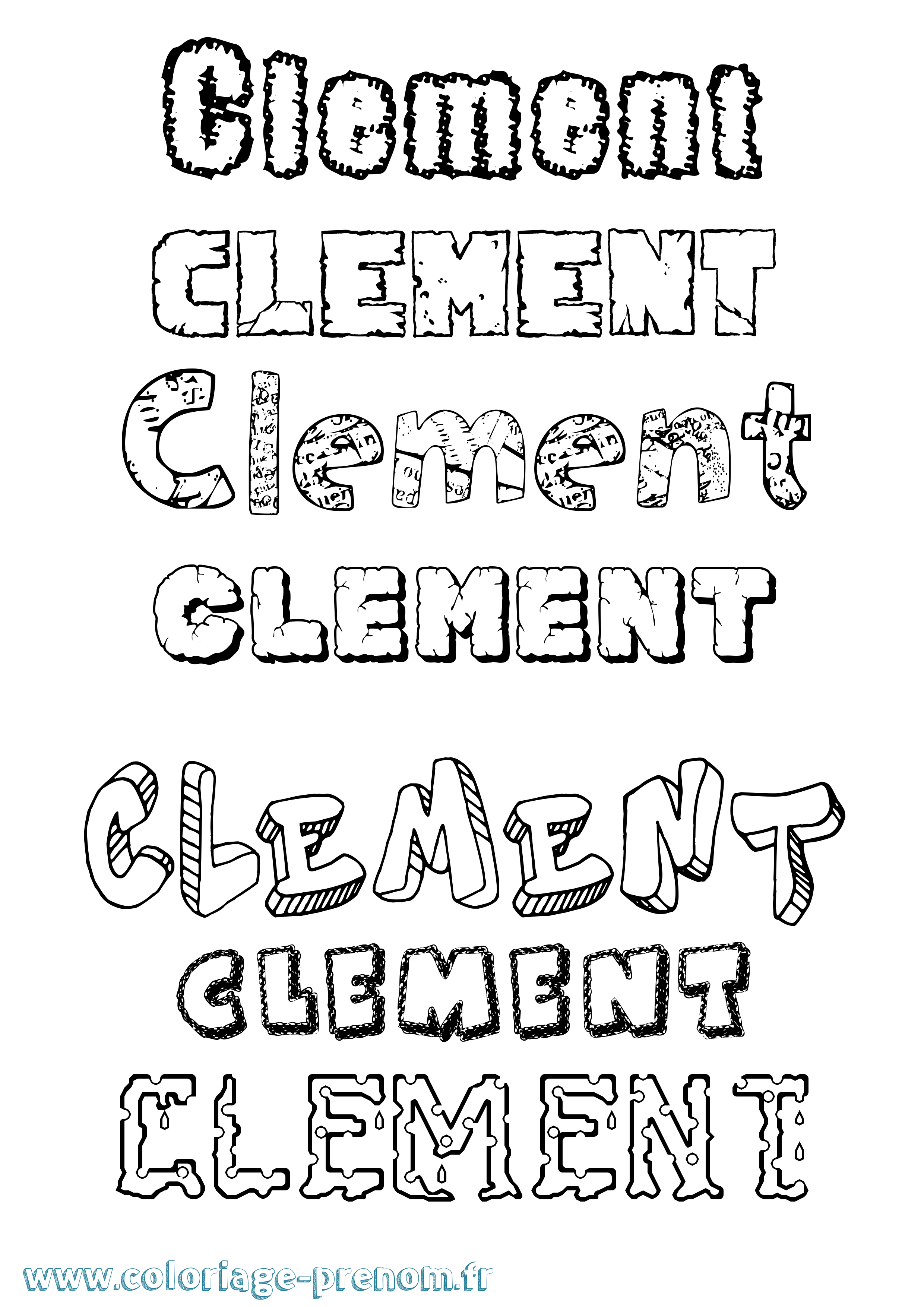 Coloriage prénom Clement Destructuré