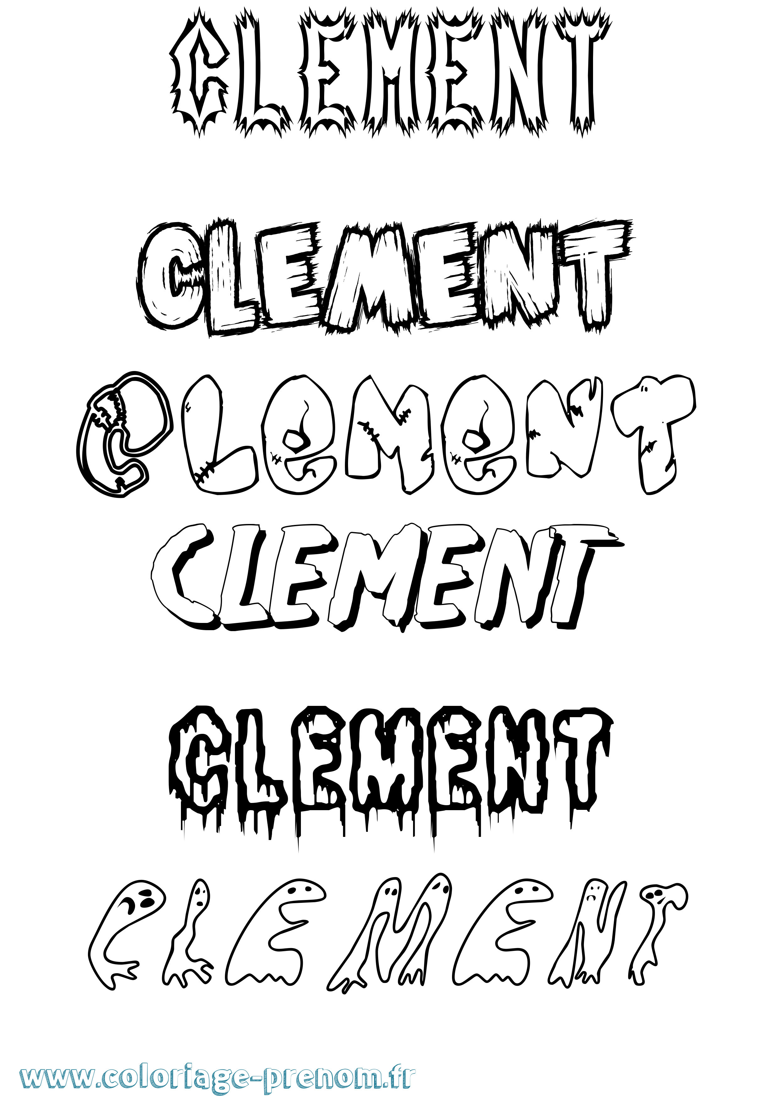 Coloriage prénom Clement Frisson