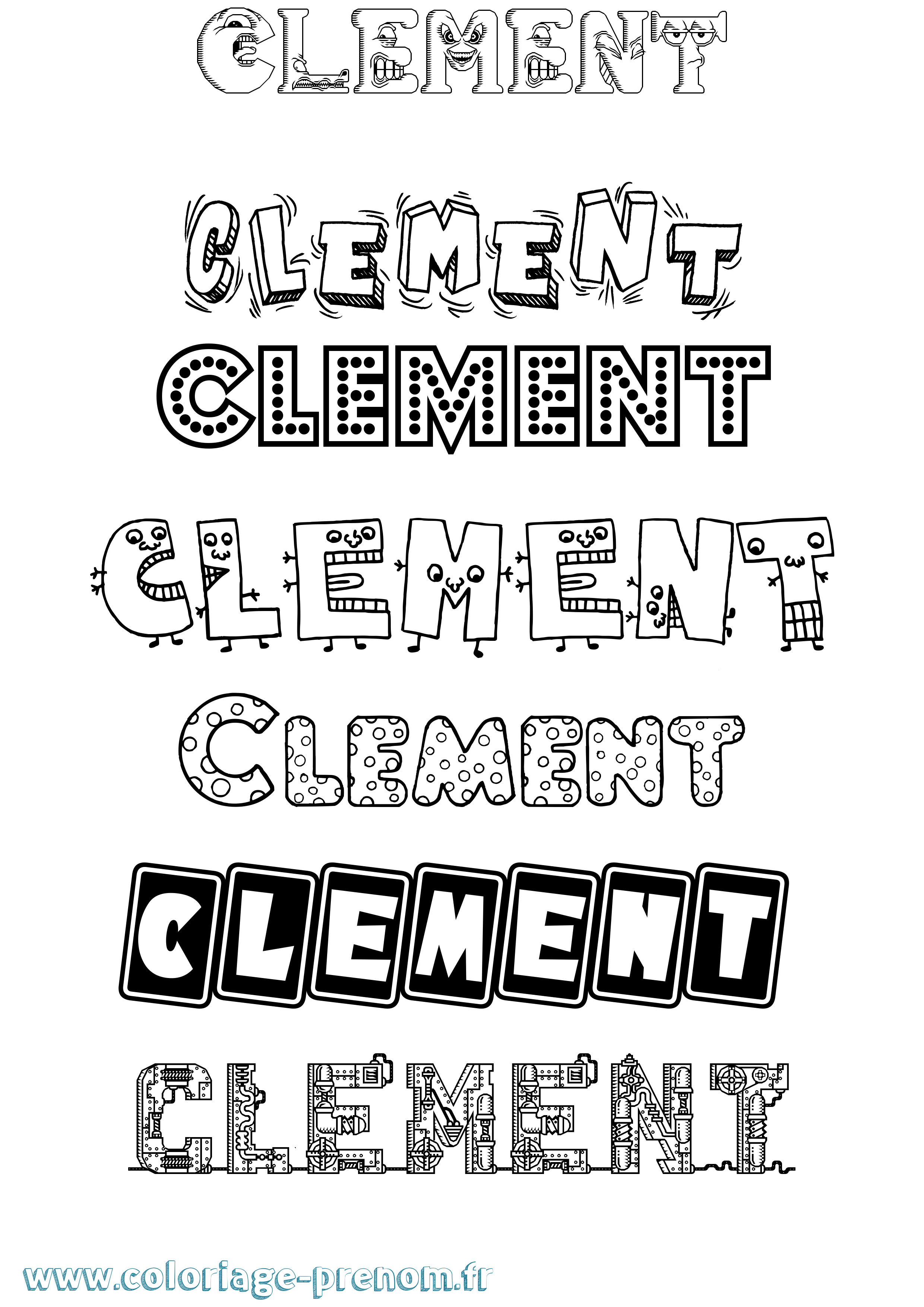 Coloriage prénom Clement Fun