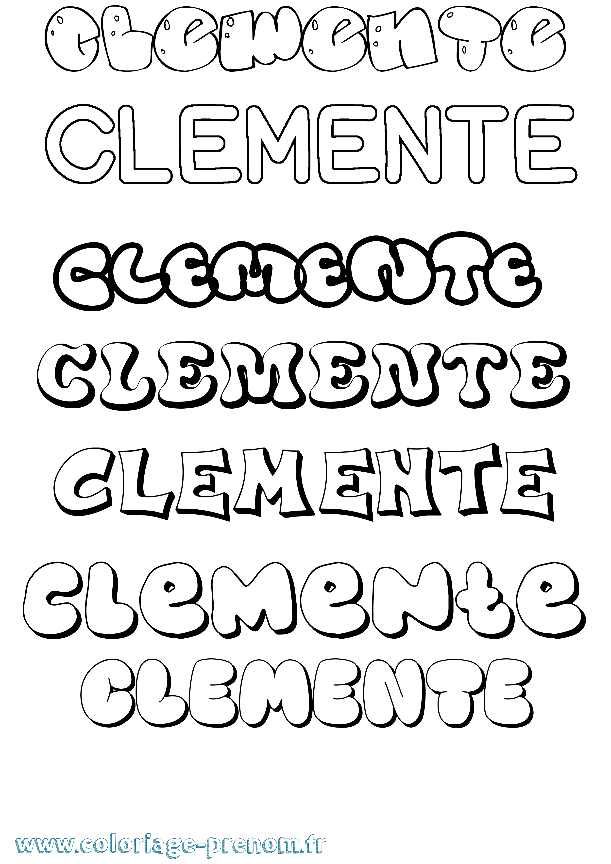 Coloriage Clemente Bubble Coloriage prénom Clemente Bubble