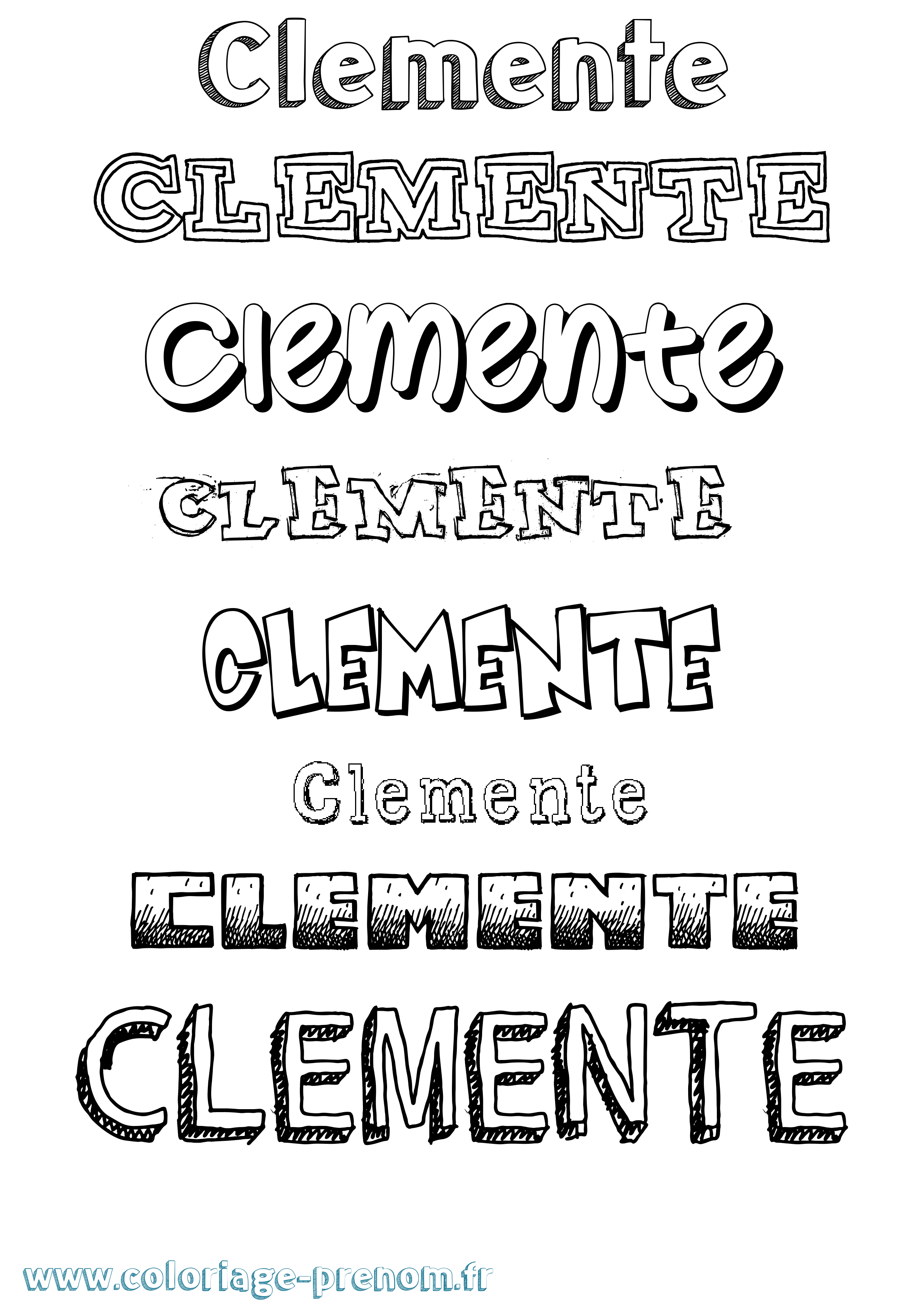 Coloriage Clemente Dessiné Coloriage prénom Clemente Dessiné