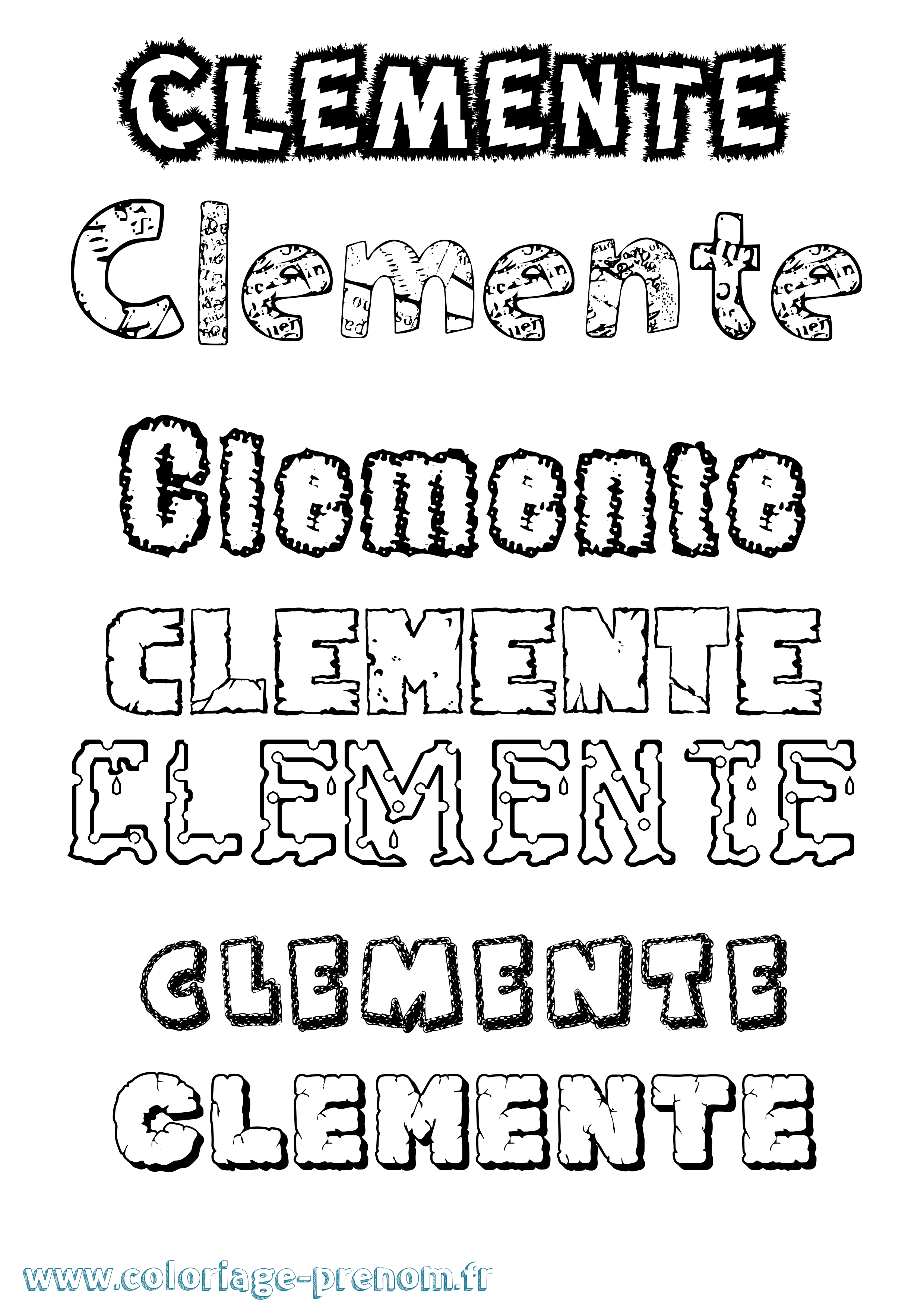 Coloriage prénom Clemente Destructuré