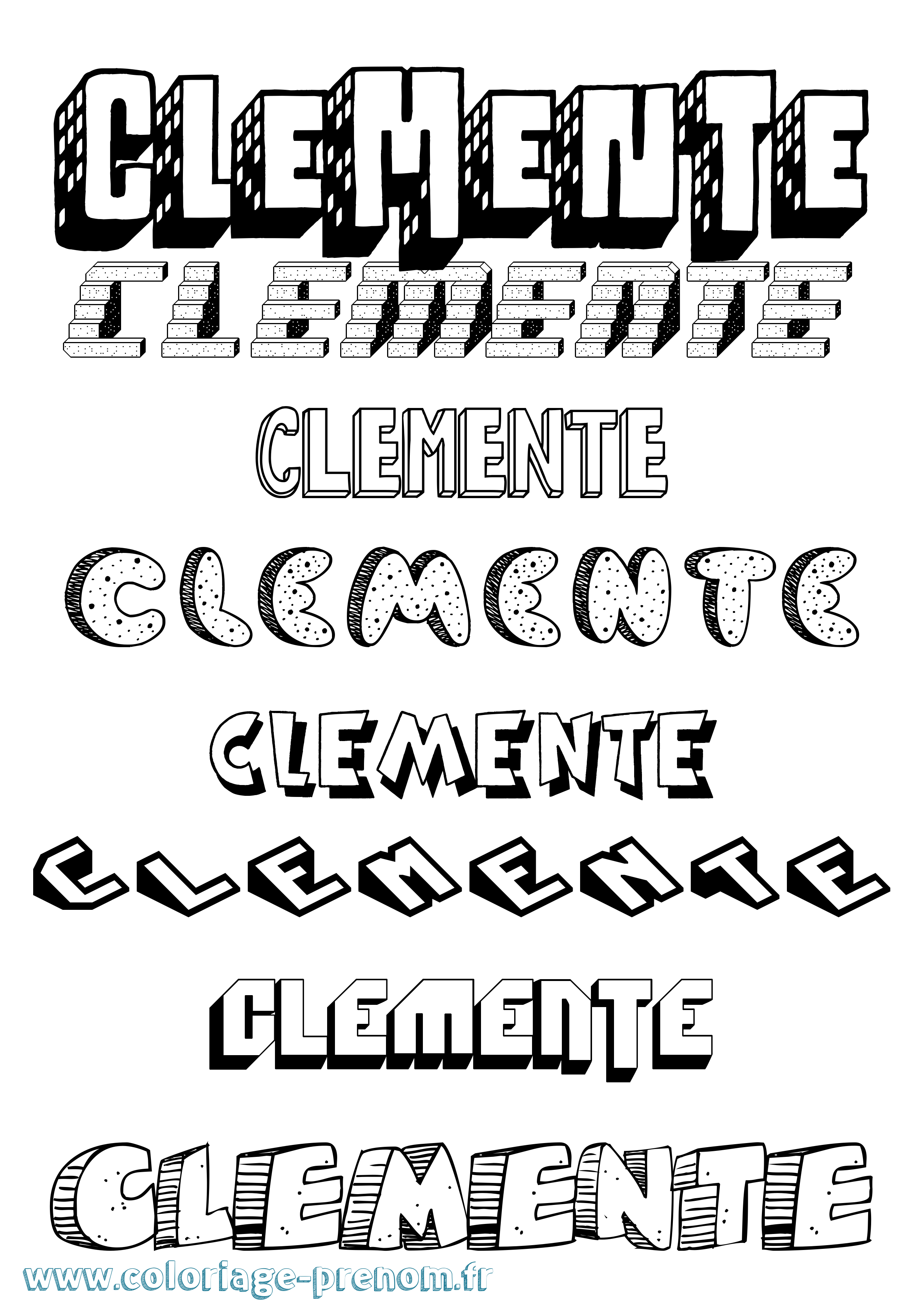 Coloriage Clemente Effet 3D Coloriage prénom Clemente Effet 3D