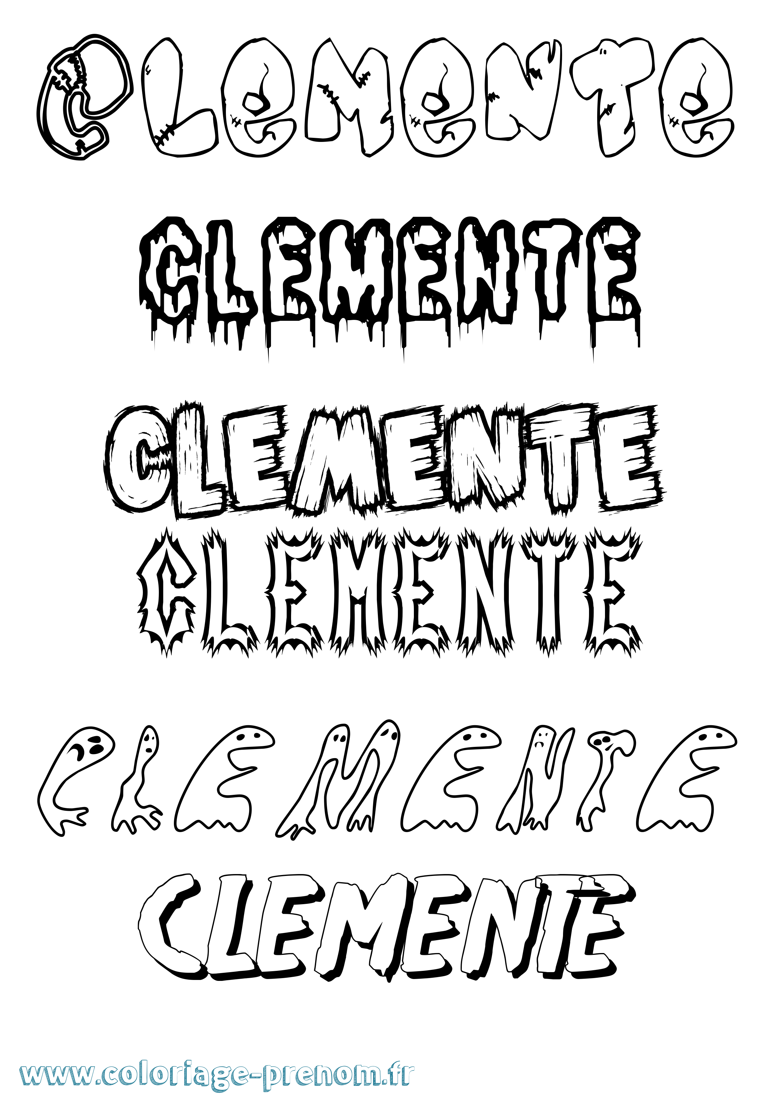 Coloriage Clemente Frisson Coloriage prénom Clemente Frisson