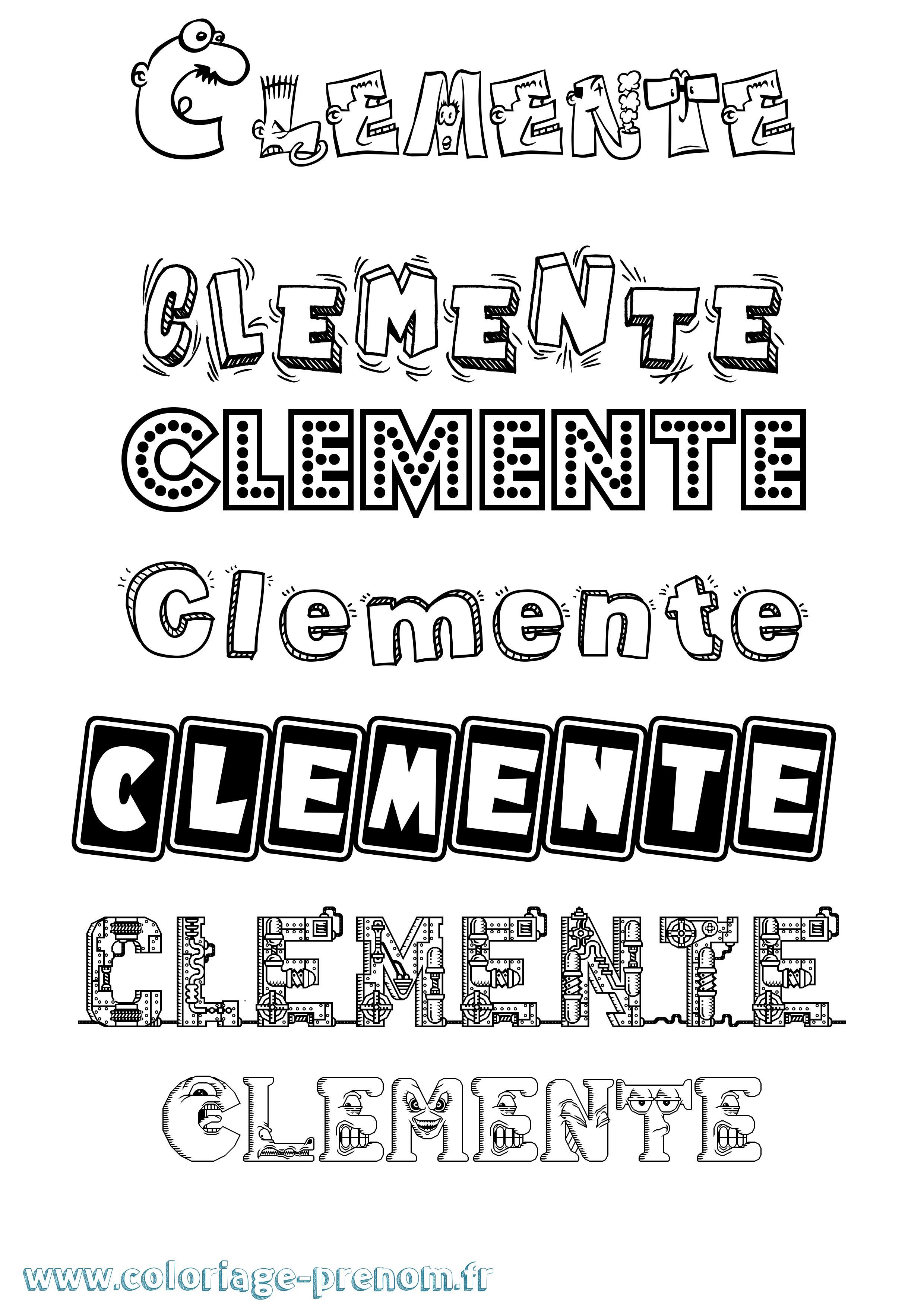 Coloriage Clemente Fun Coloriage prénom Clemente Fun