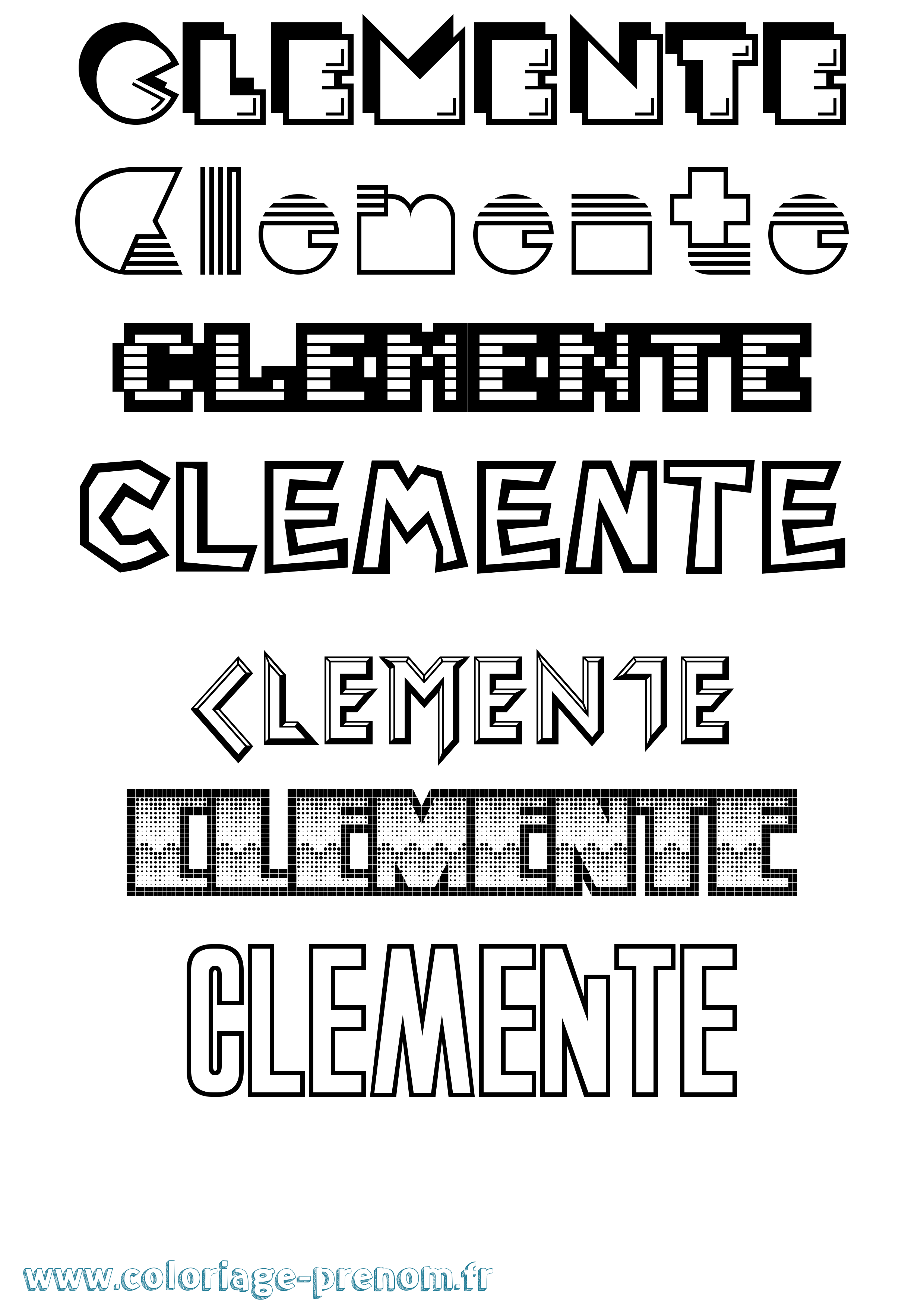Coloriage Clemente Jeux Vidéos Coloriage prénom Clemente Jeux Vidéos