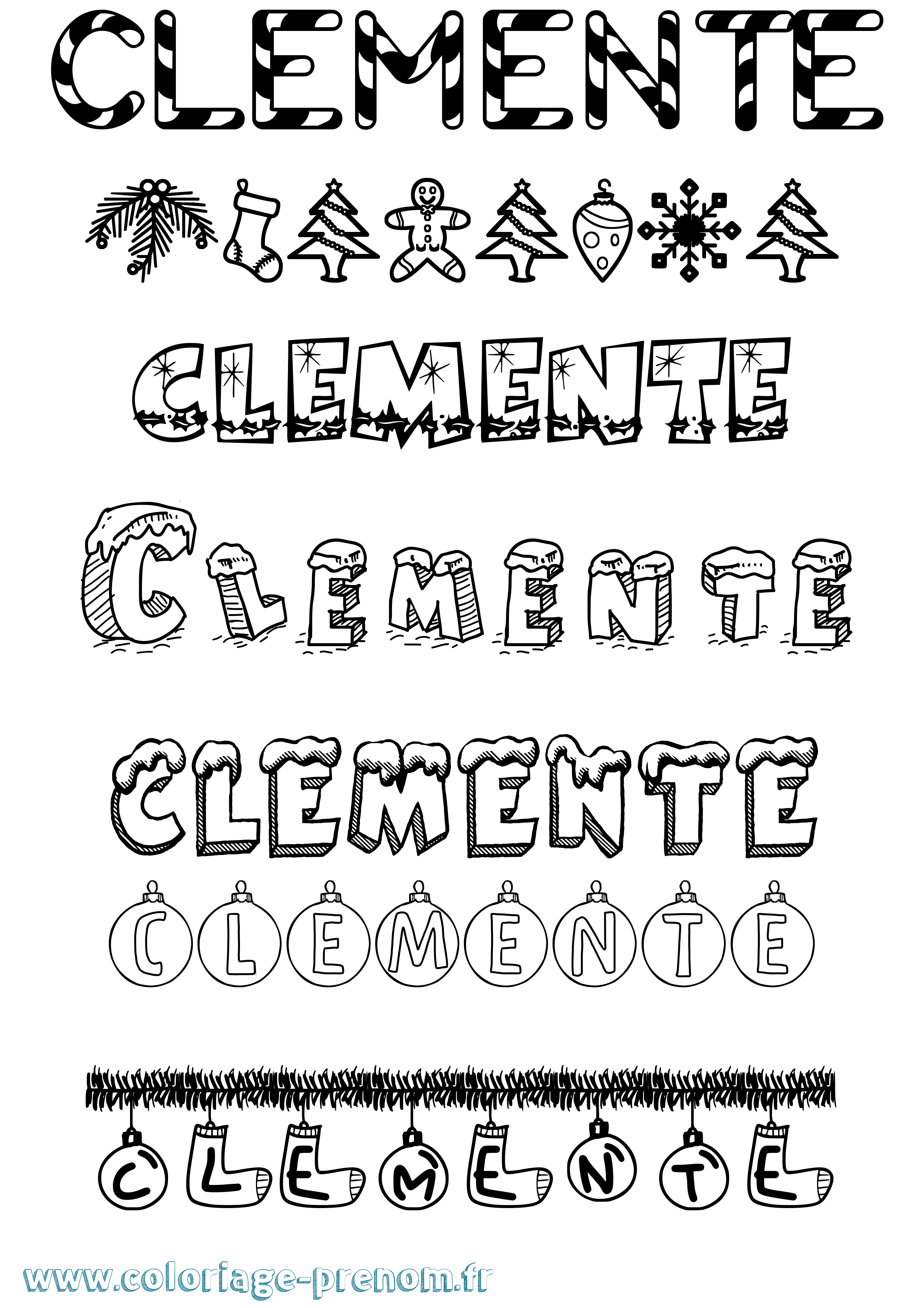 Coloriage prénom Clemente Noël