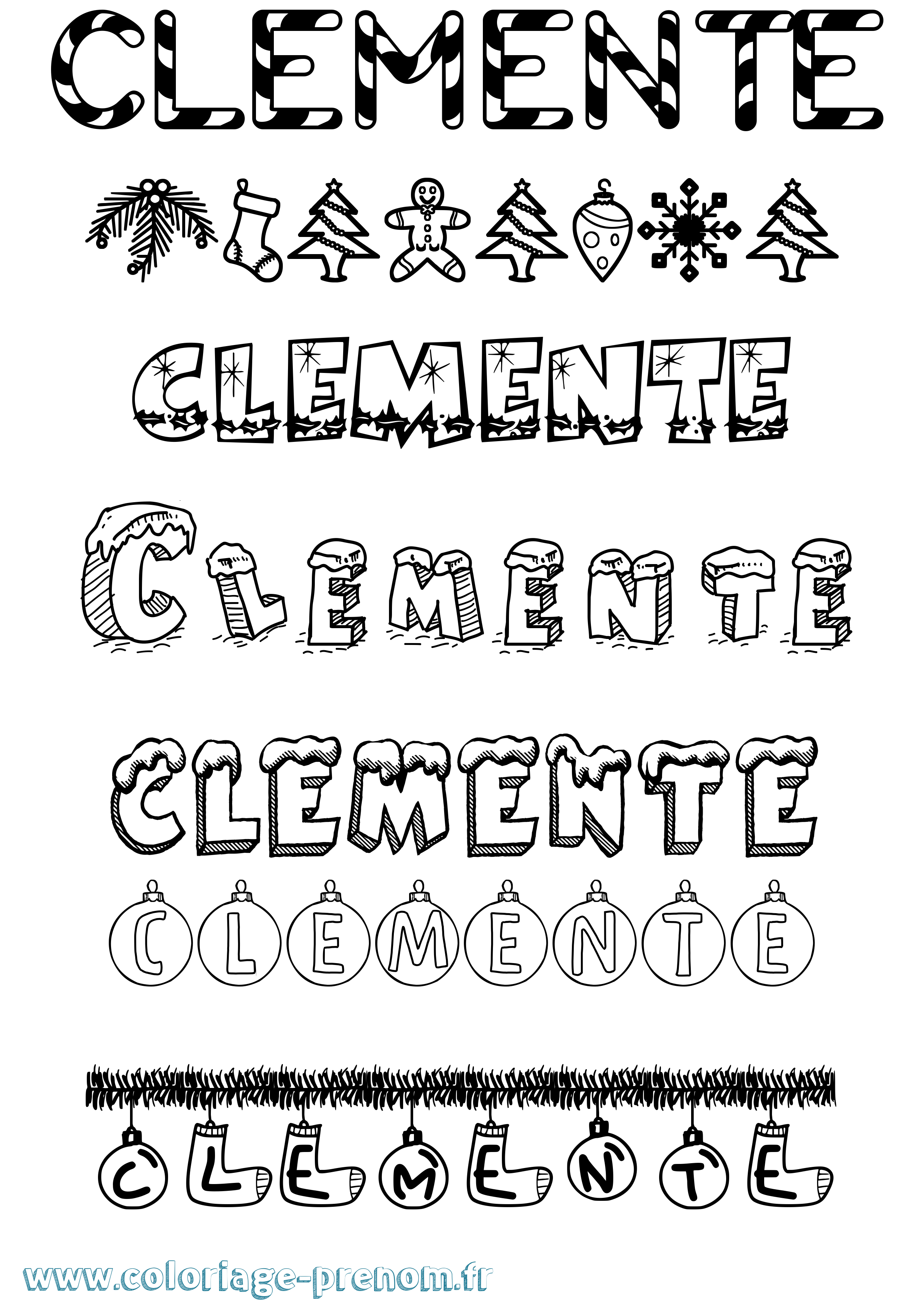 Coloriage Clemente Noël Coloriage prénom Clemente Noël