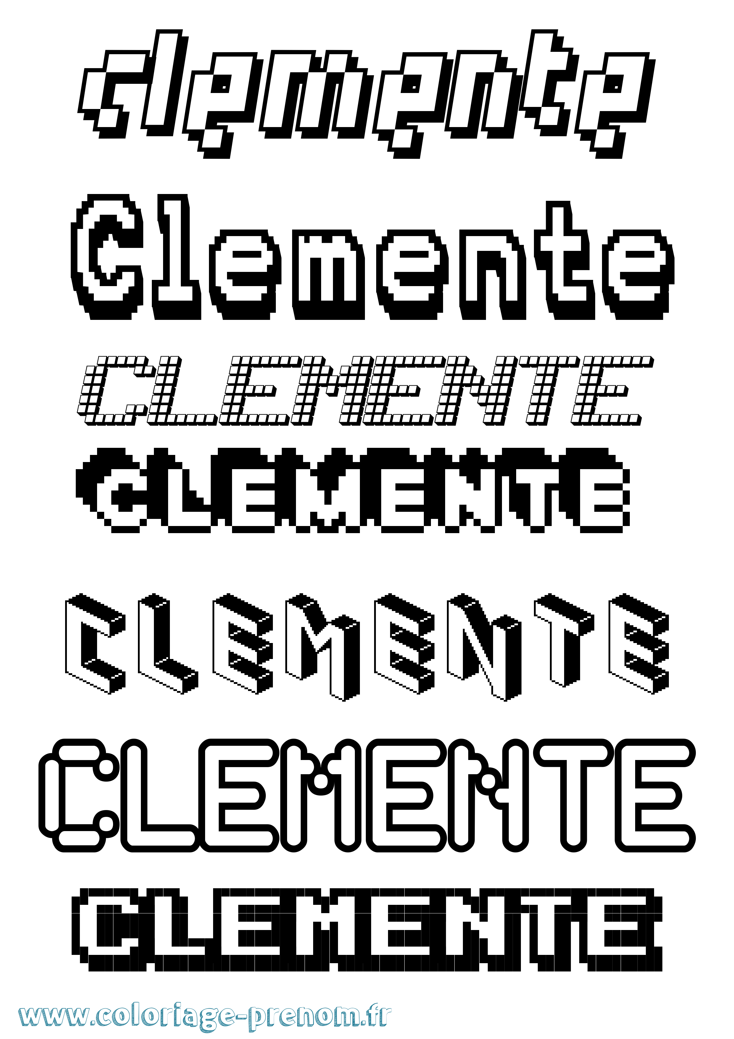 Coloriage prénom Clemente Pixel