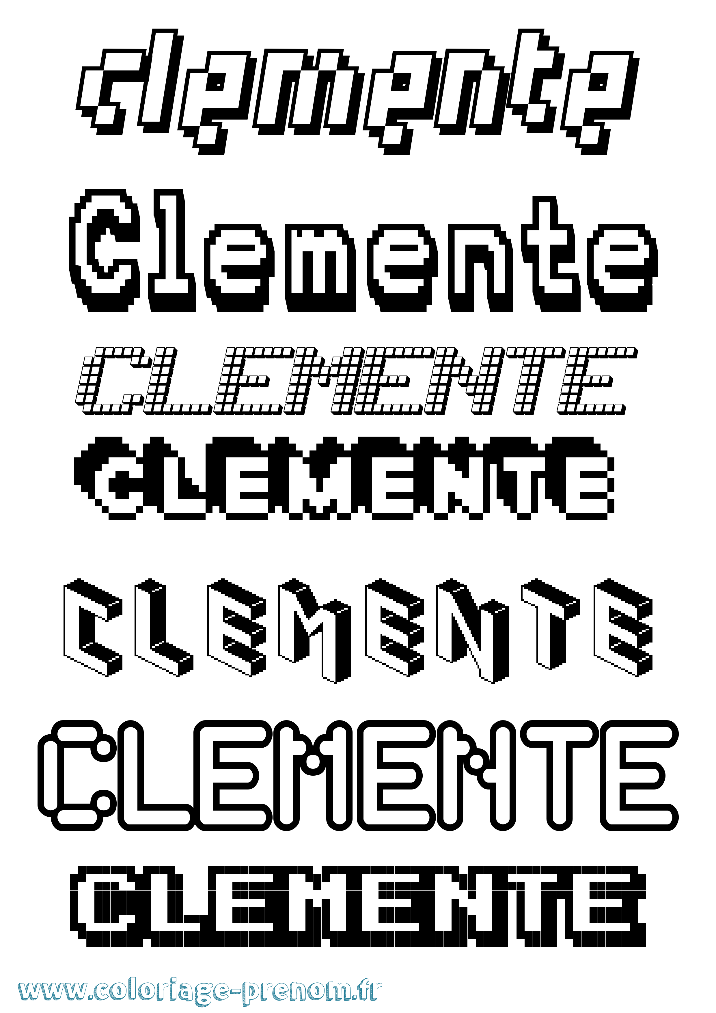 Coloriage Clemente Pixel Coloriage prénom Clemente Pixel