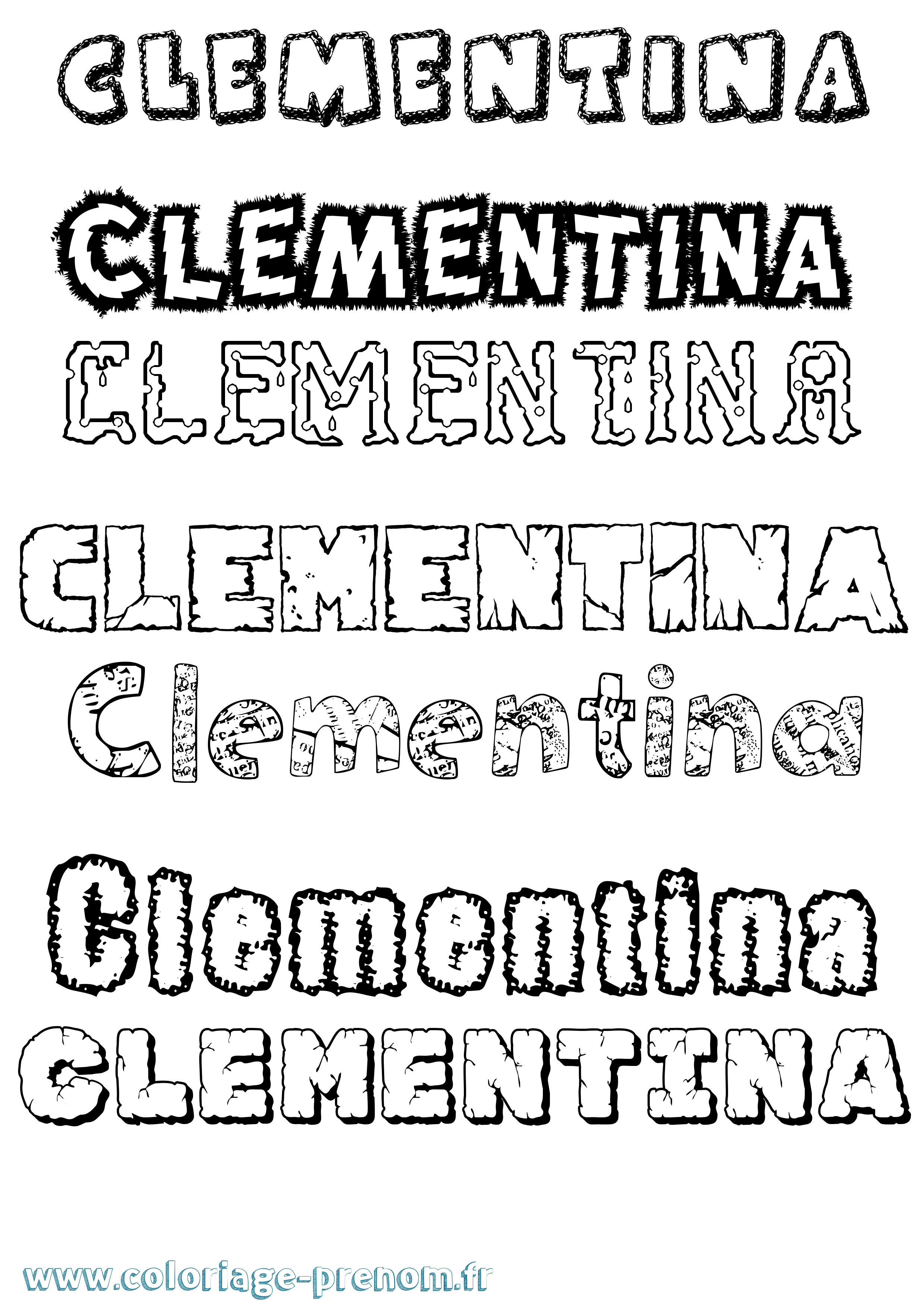 Coloriage prénom Clementina Destructuré