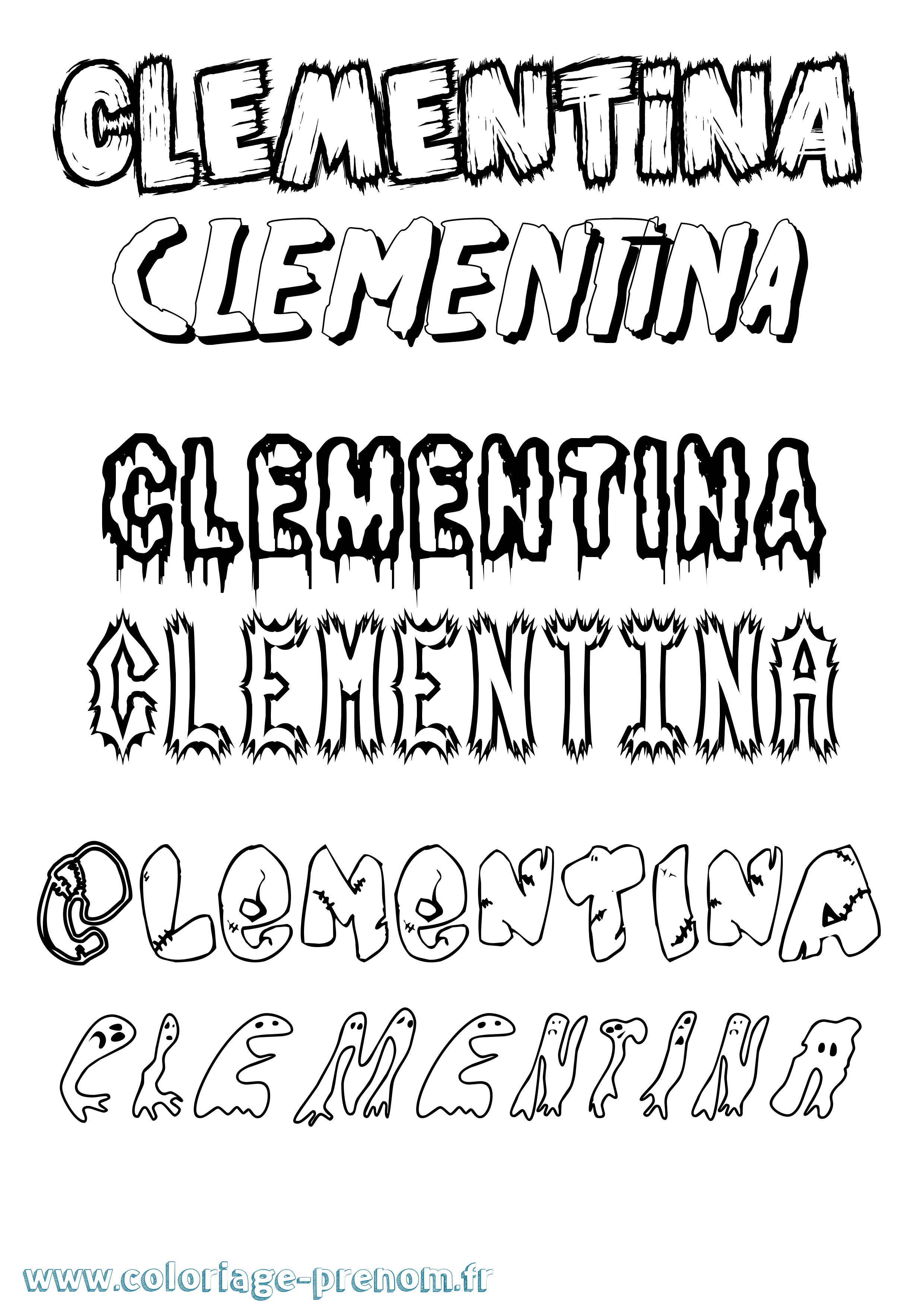 Coloriage prénom Clementina Frisson