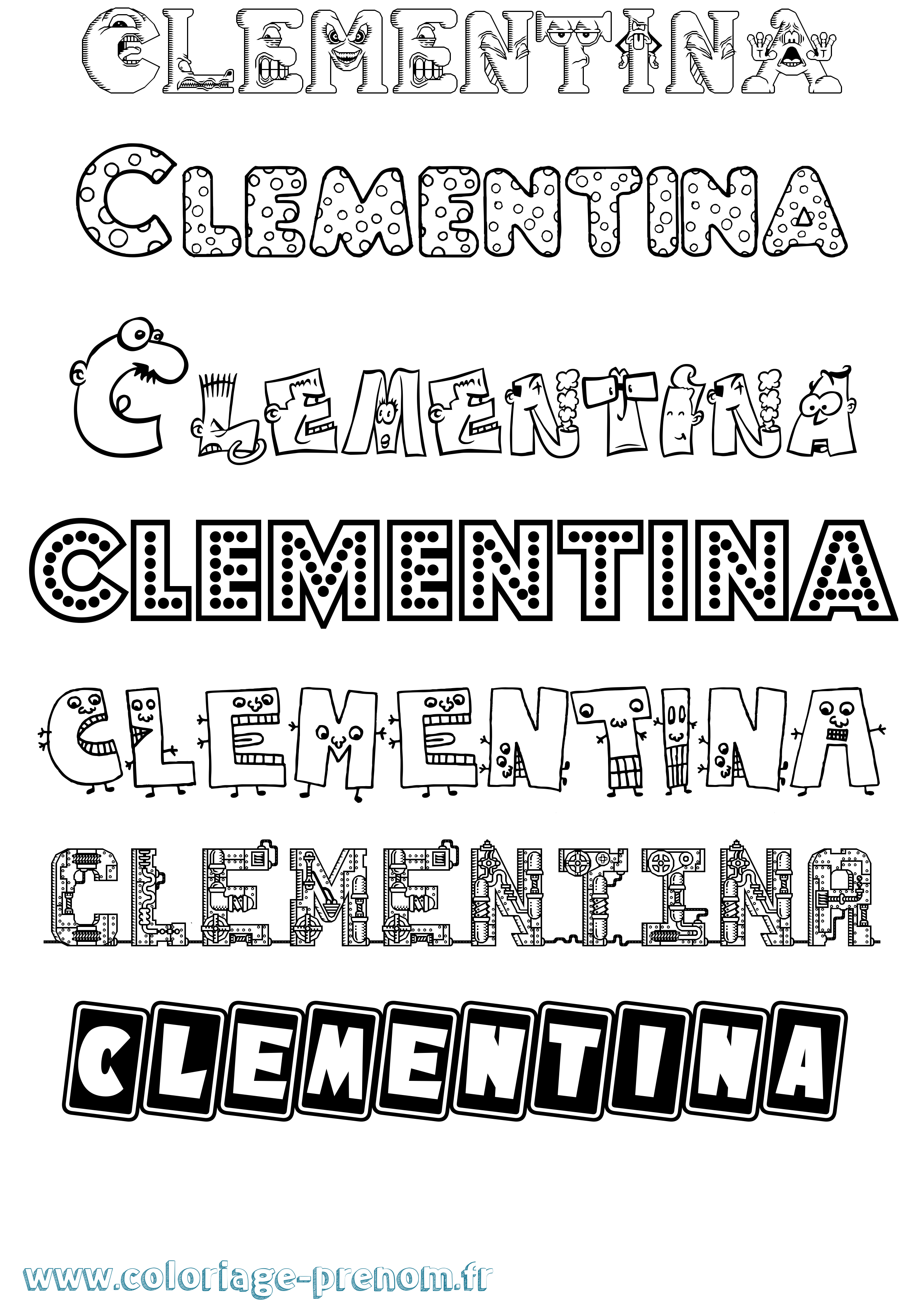 Coloriage prénom Clementina Fun